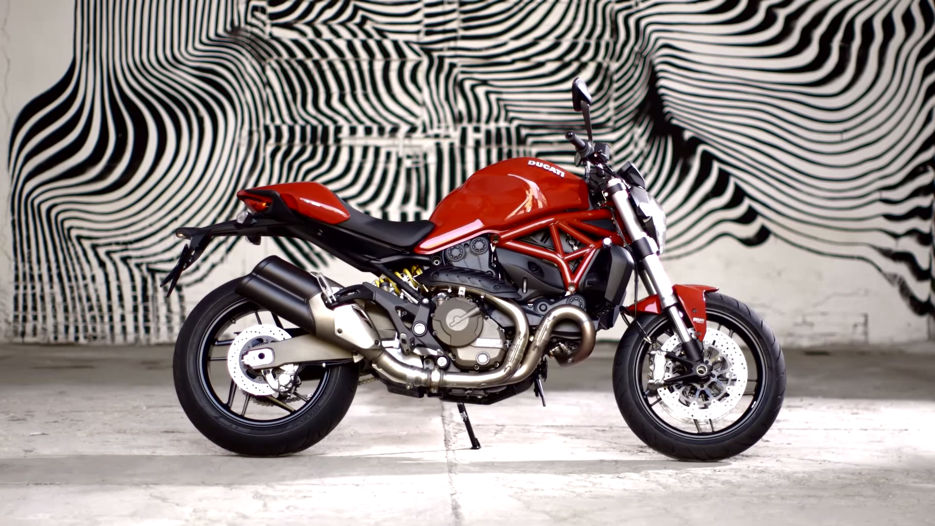 Red Stripes Ducati Monster Motorcycle 1920x1080