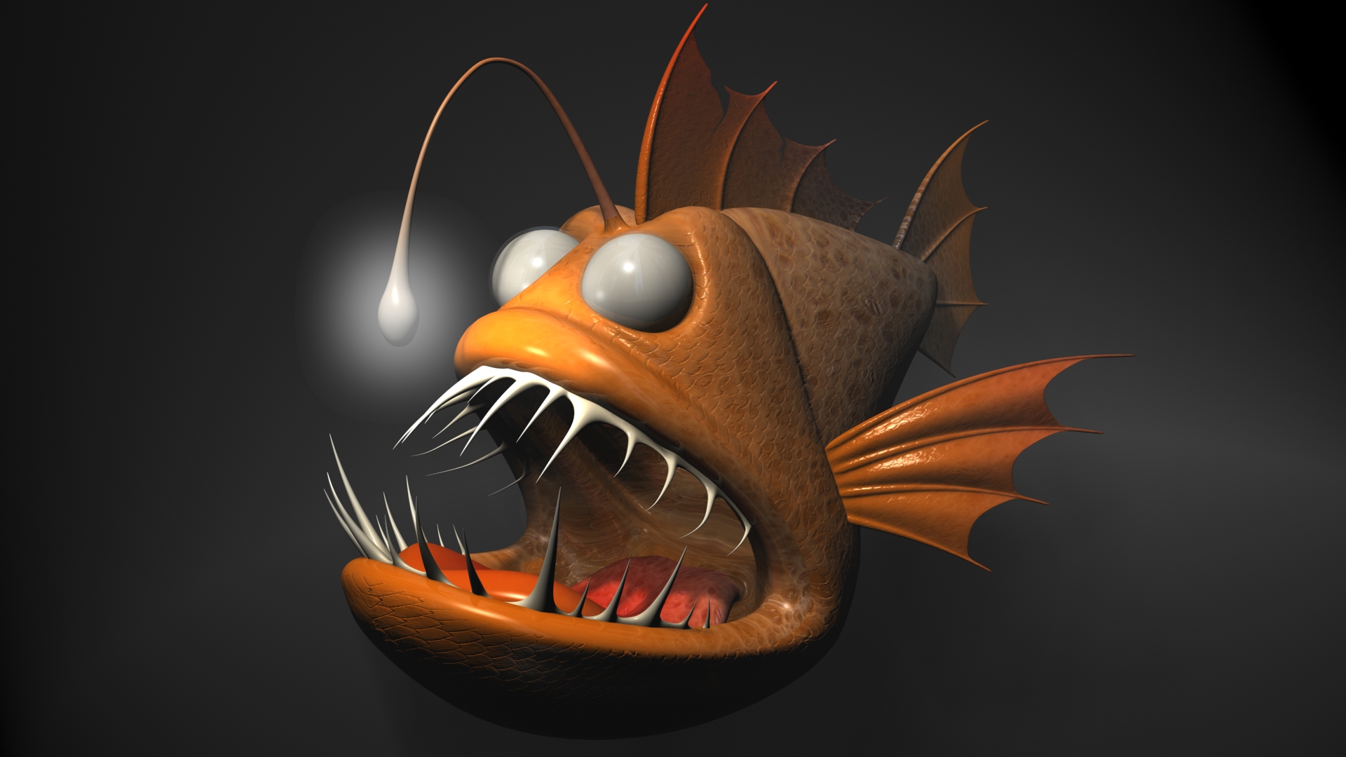 Anglerfish Fish Cartoon 3D Digital Art CGi 1920x1080