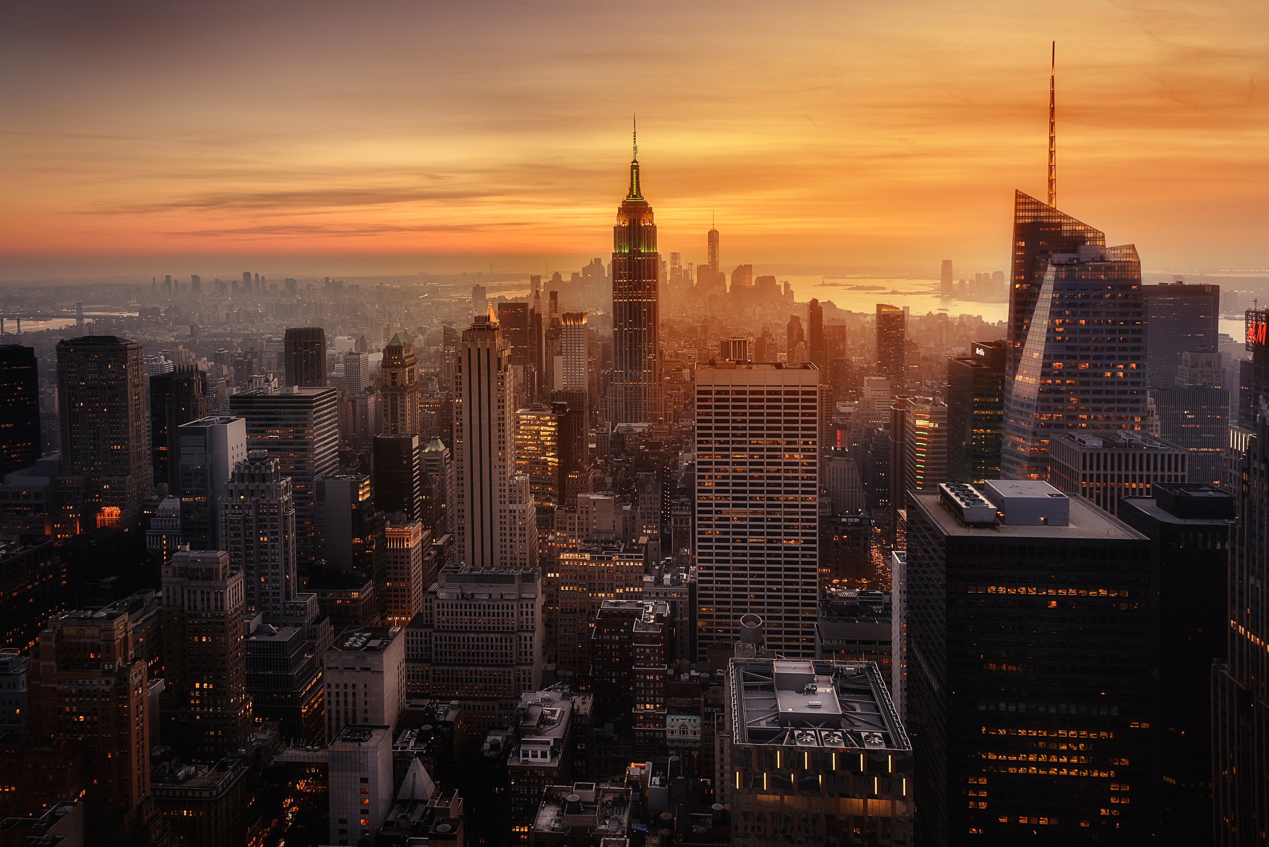 USA New York City Building Skyscraper Empire State Building Cityscape Sunset 2500x1669