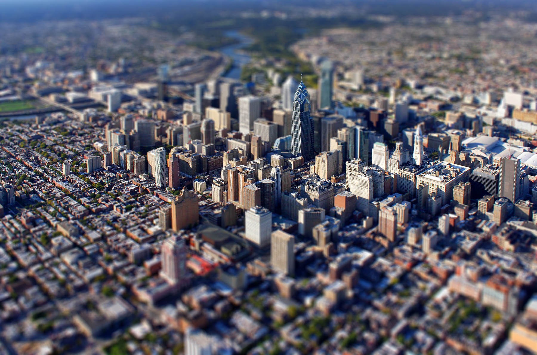 Tilt Shift City Cityscape Skyscraper Building Philadelphia USA 1800x1188