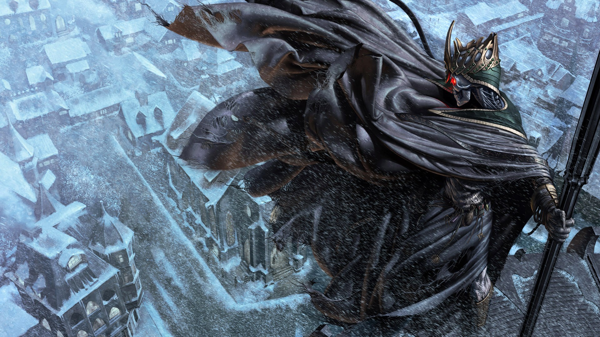 Digital Art Reaper Fantasy Art City Snow Grim Reaper 1920x1080