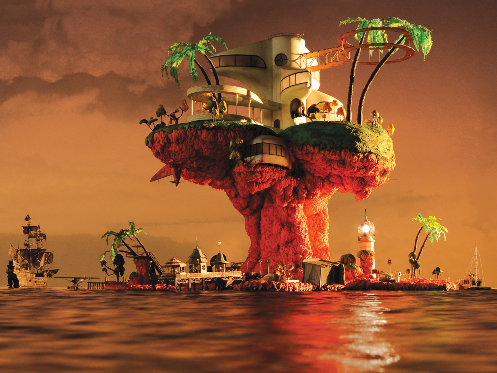 Gorillaz Plastic Beach Album Covers Jamie Hewlett 1600x1200