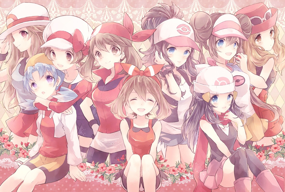 Pokemon Anime Girls Hikari Pokemon Thigh Highs Rosa Pokemon 1184x800