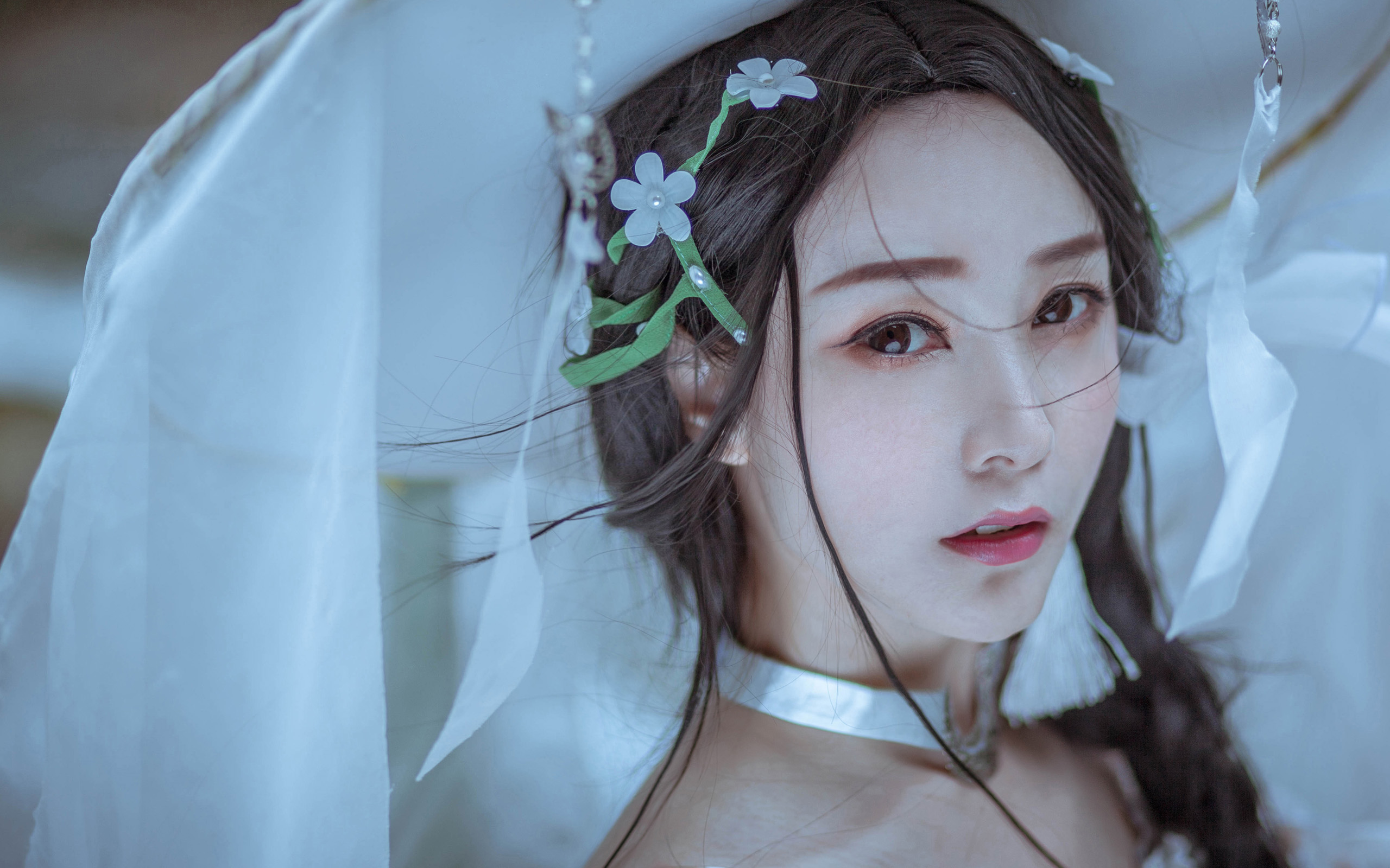 Asian Cosplayer Moonlight Blade Asian Women Model Dark Hair Face Portrait 2560x1600