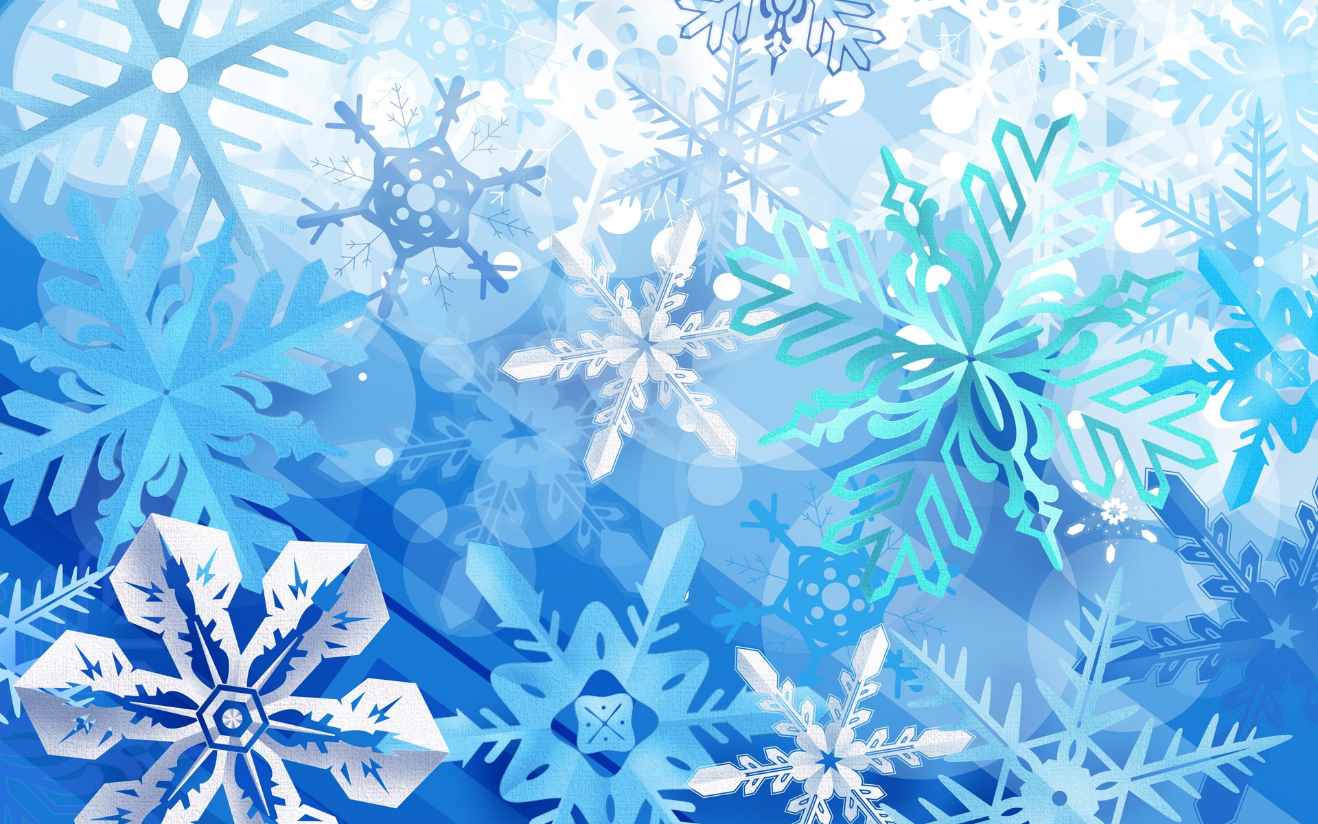 Snow Flakes Artwork Cyan Frost 1920x1200