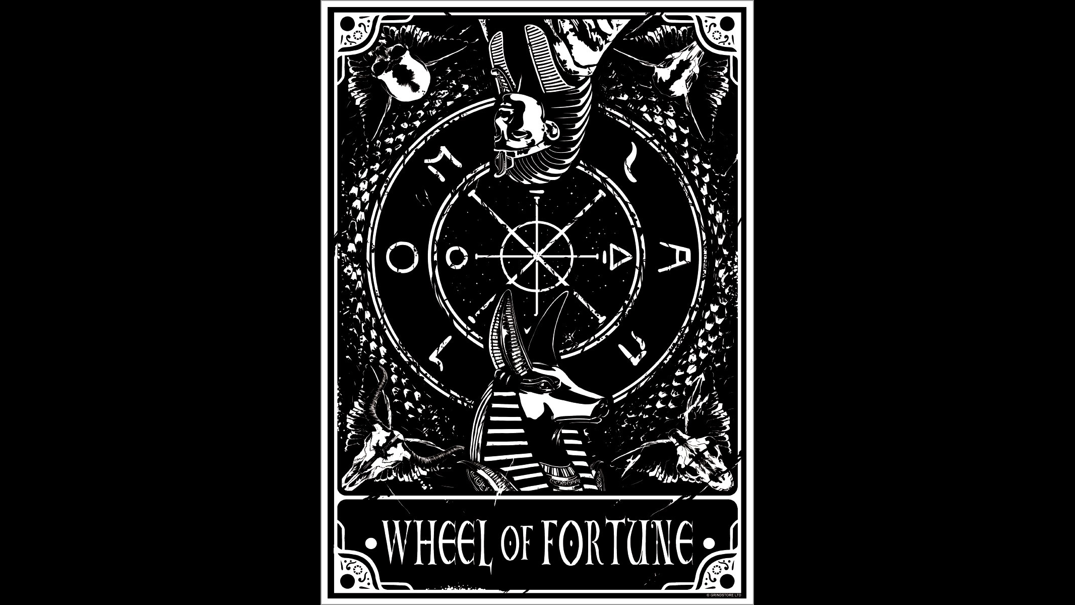 Monochrome Simple Background Occultism Tarot Spinx Anubis Skull Snake Seal Occult Text Jojos 2133x1200