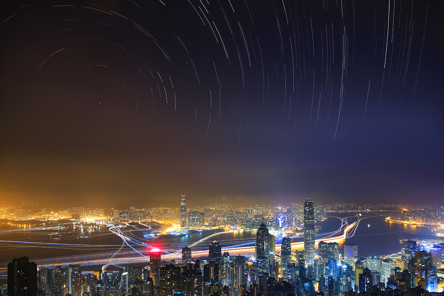 Architecture Building Cityscape Prisca Law Hong Kong Long Exposure Skyscraper Night Stars City Light 1440x960