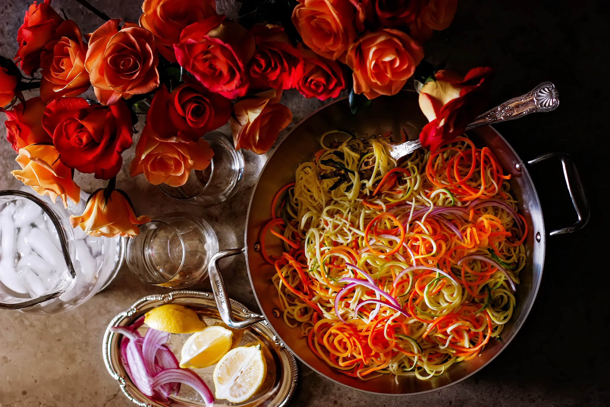 Food Flowers Noodles Onion Rings 2560x1707
