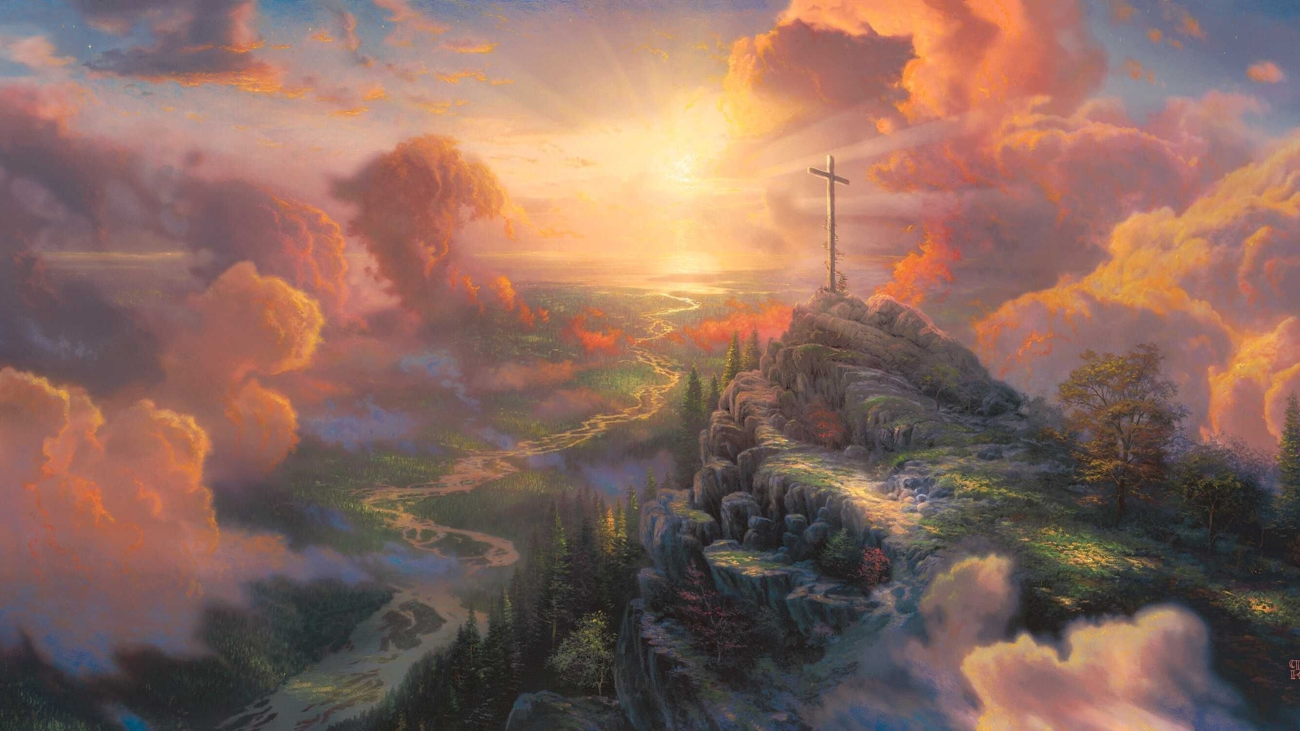 Painting Heaven Landscape Cloud Colorful 2560x1440