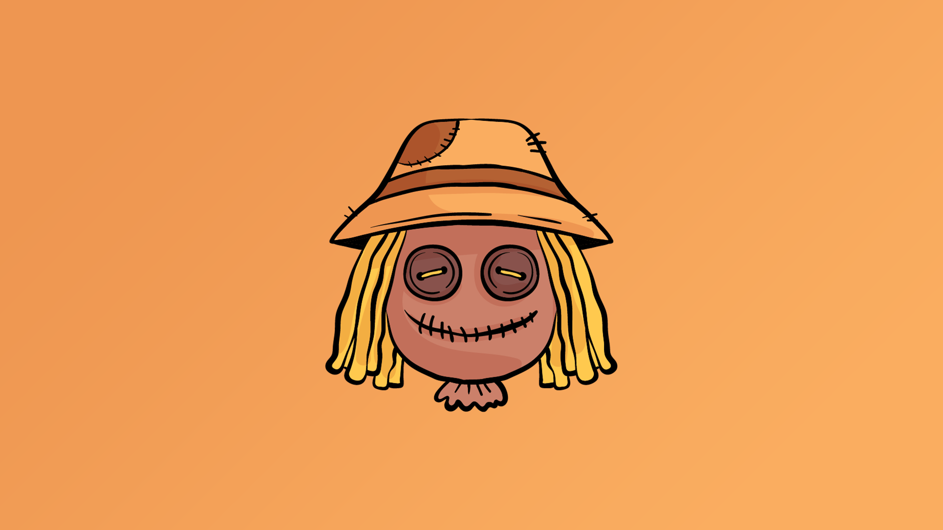 Digital Scarecrow Character Simple Background Orange Background 1920x1080