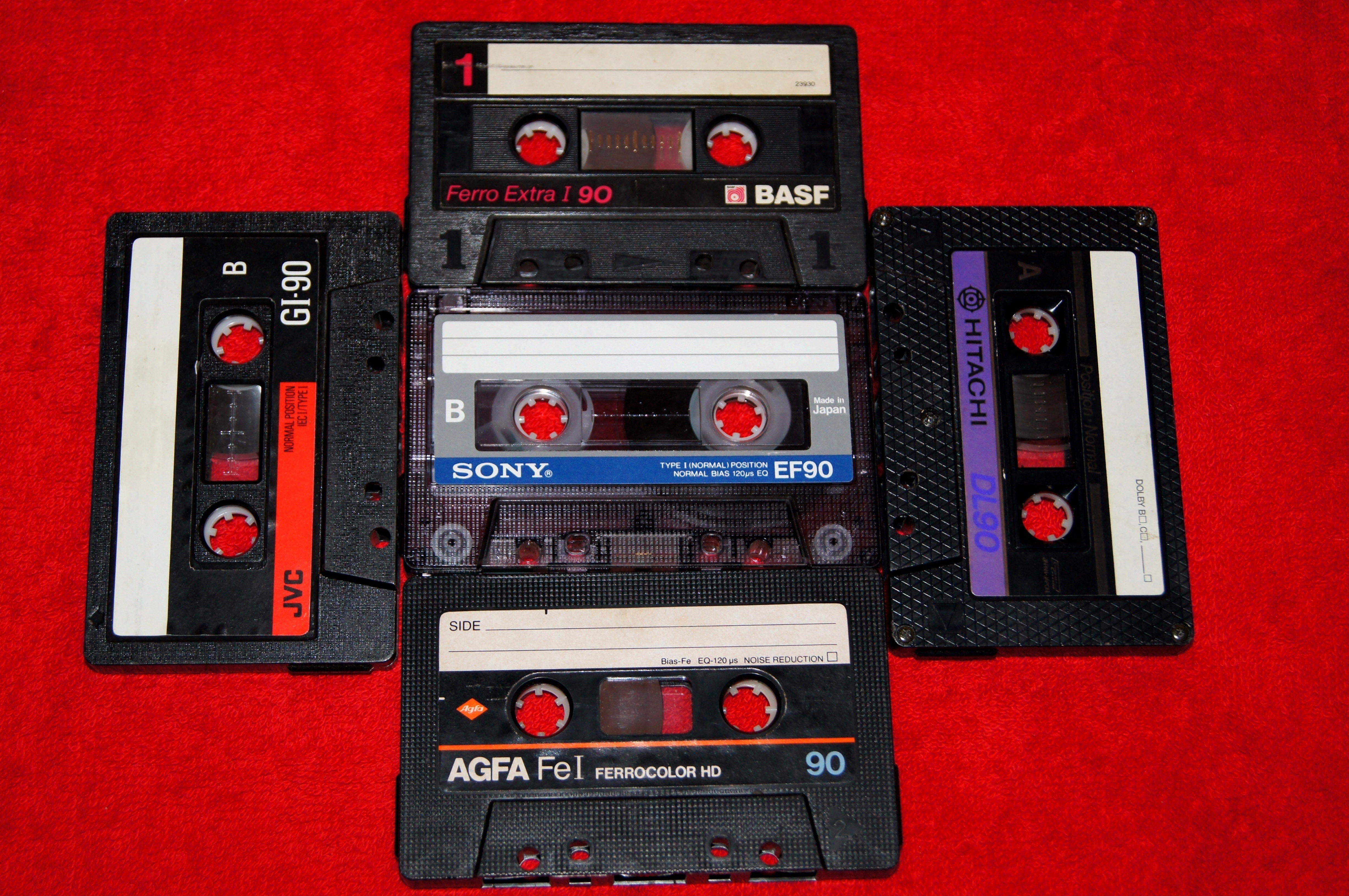 Cassette Tape Music Red Background 4912x3264