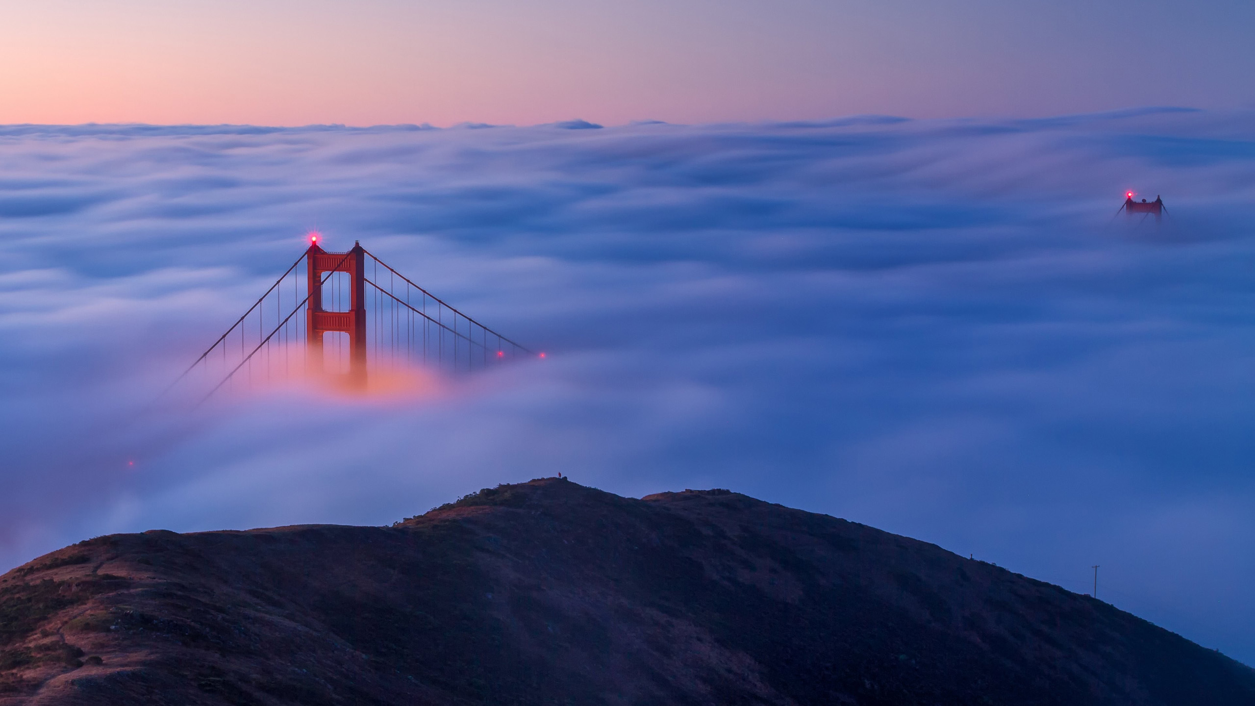 Landscape Bridge Mist Golden Gate Bridge San Francisco Bay 2560x1440