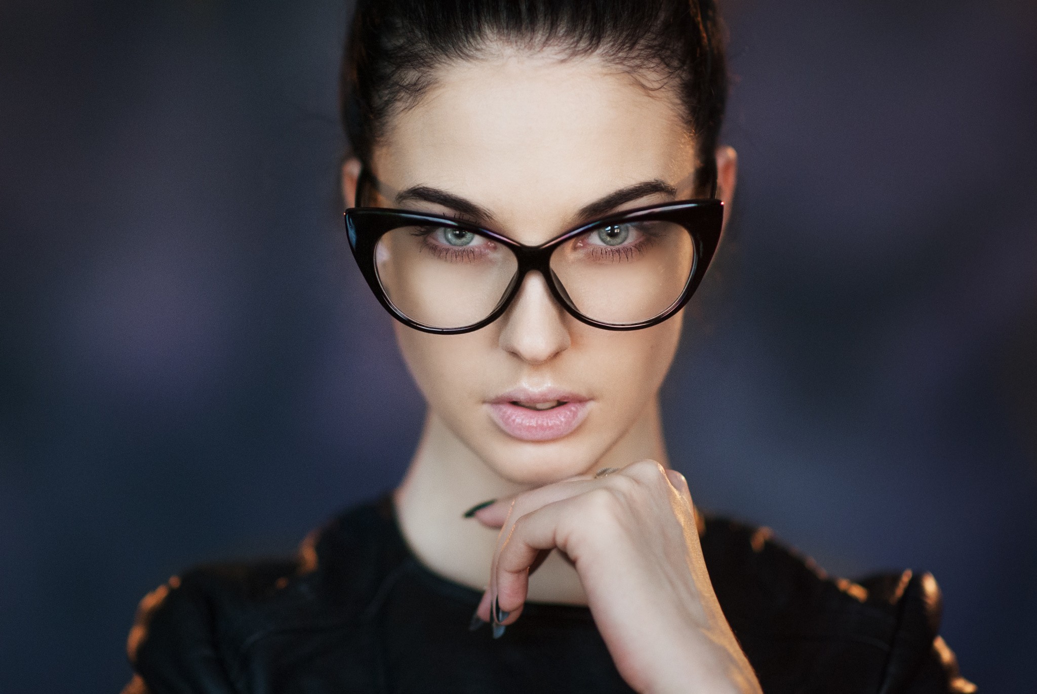 Women Model Looking At Viewer Maxim Maksimov Alla Berger Brunette Portrait Fake Glasses Maxim Maximo 2048x1371