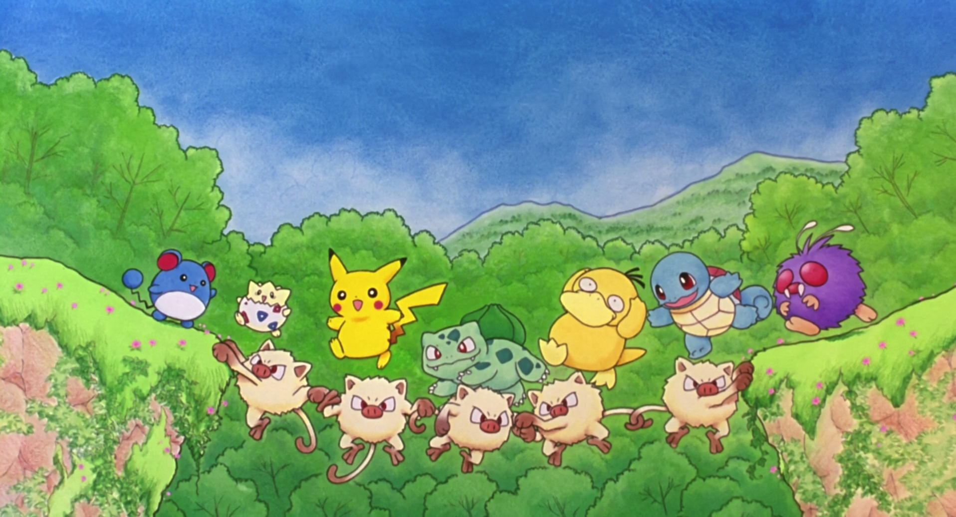 Venonat Pokemon Squirtle Pokemon Psyduck Pokemon Bulbasaur Pokemon Pikachu Togepi Pokemon Marill Pok 1916x1036