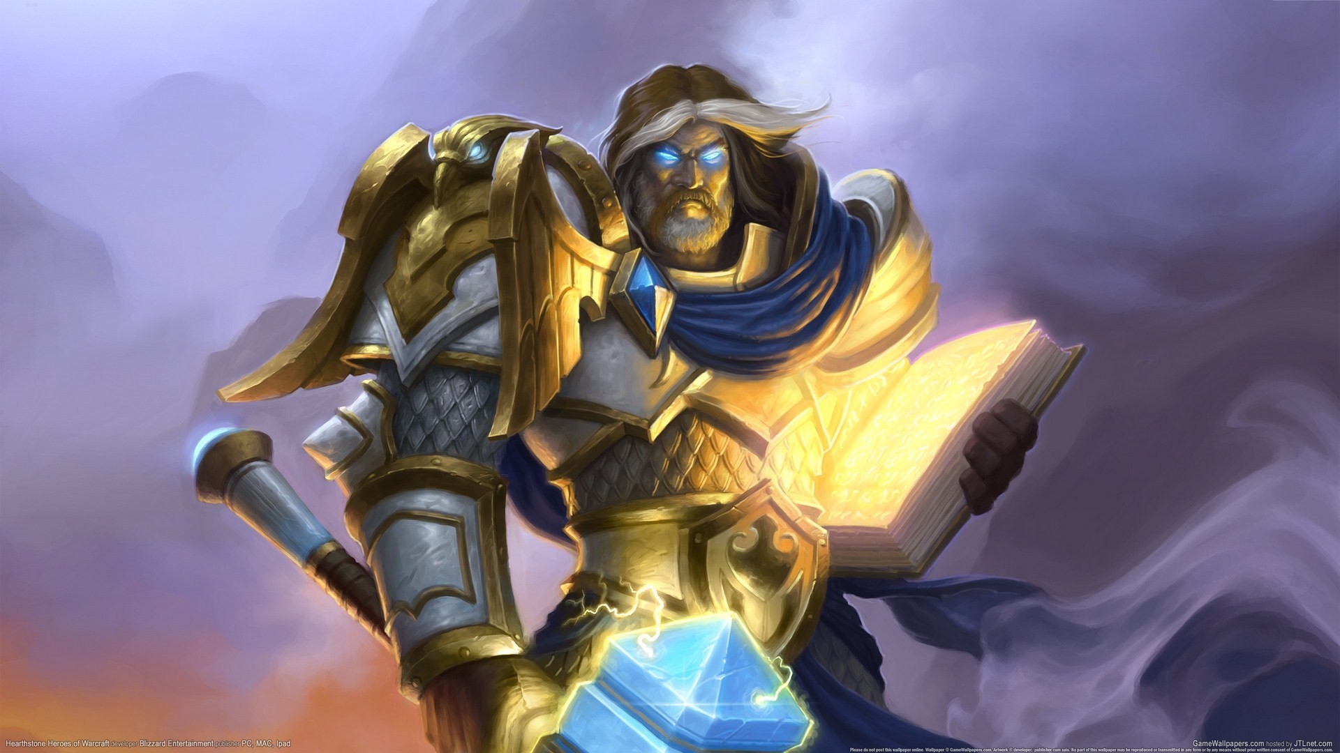 Paladin Warcraft Iii Reign Of Chaos Uther The Lightbringer Video Games Fantasy Art Fantasy Men Blue  1920x1080