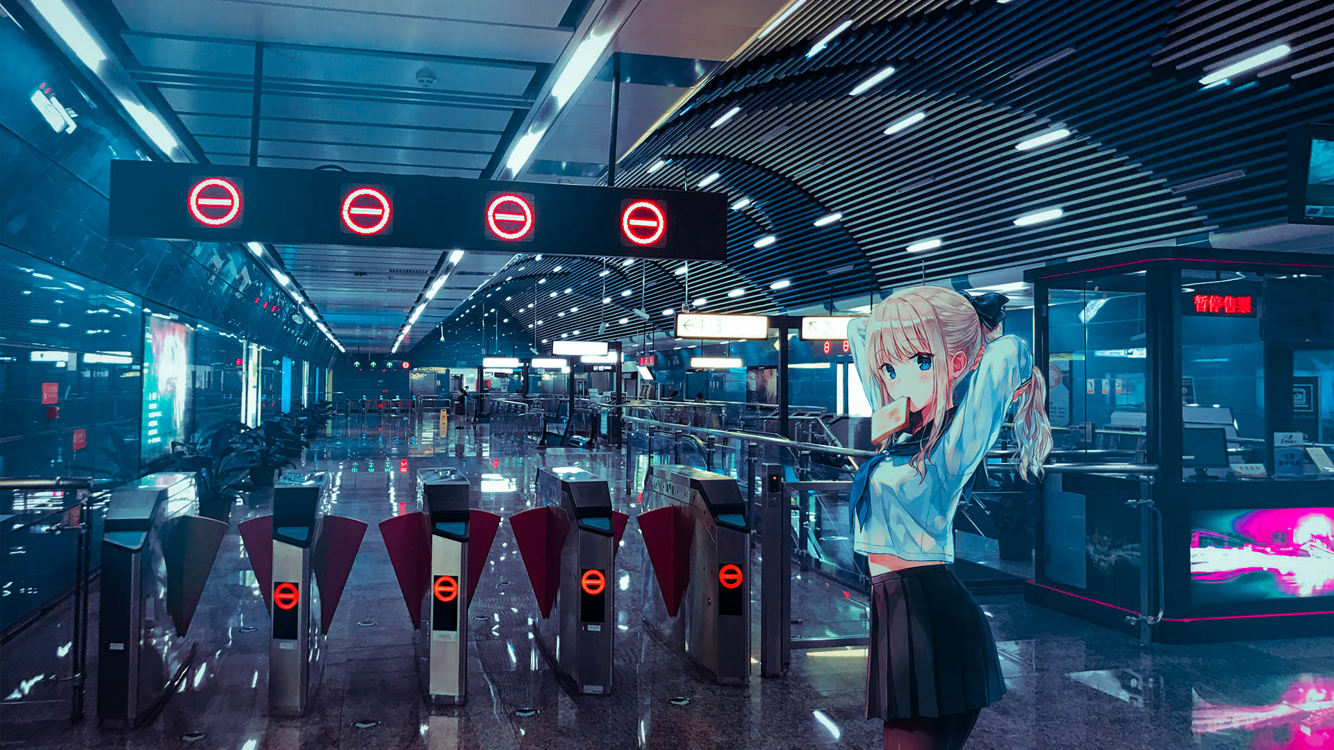 Anime Girls Anime Picture In Picture Train Station Anime Irl 1920x1080