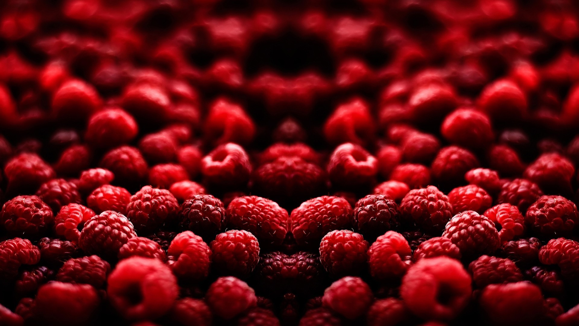 Mirrored Raspberries Fruit 1920x1080