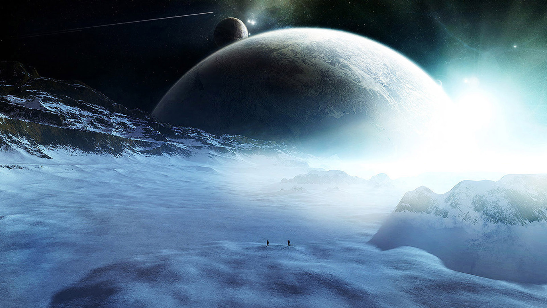 Atmosphere Blue Ice Planet Sci Fi Snow Space Stars Travelers Tv Show 1920x1080
