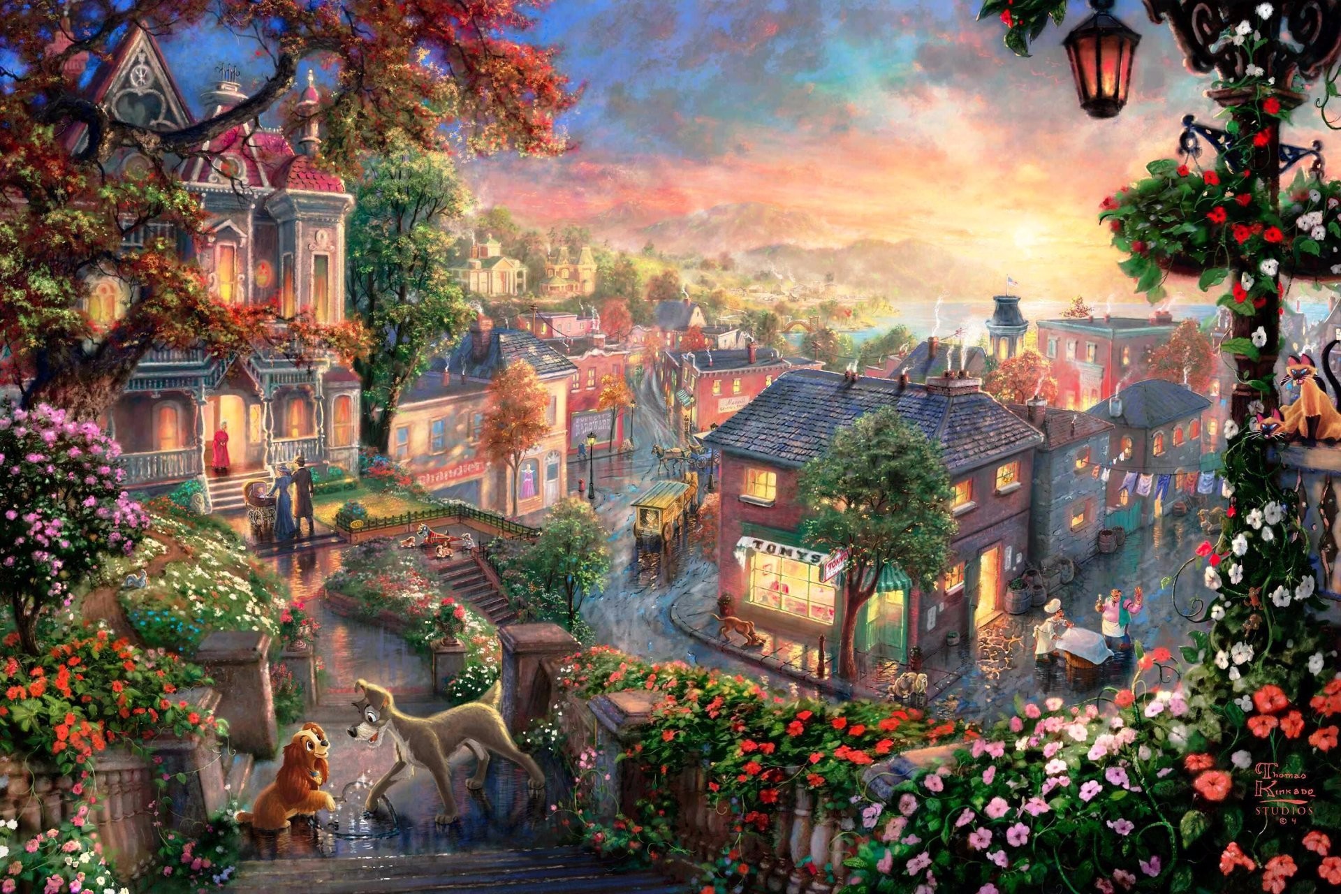 Movie Lady And The Tramp Colors Colorful Town 1920x1280