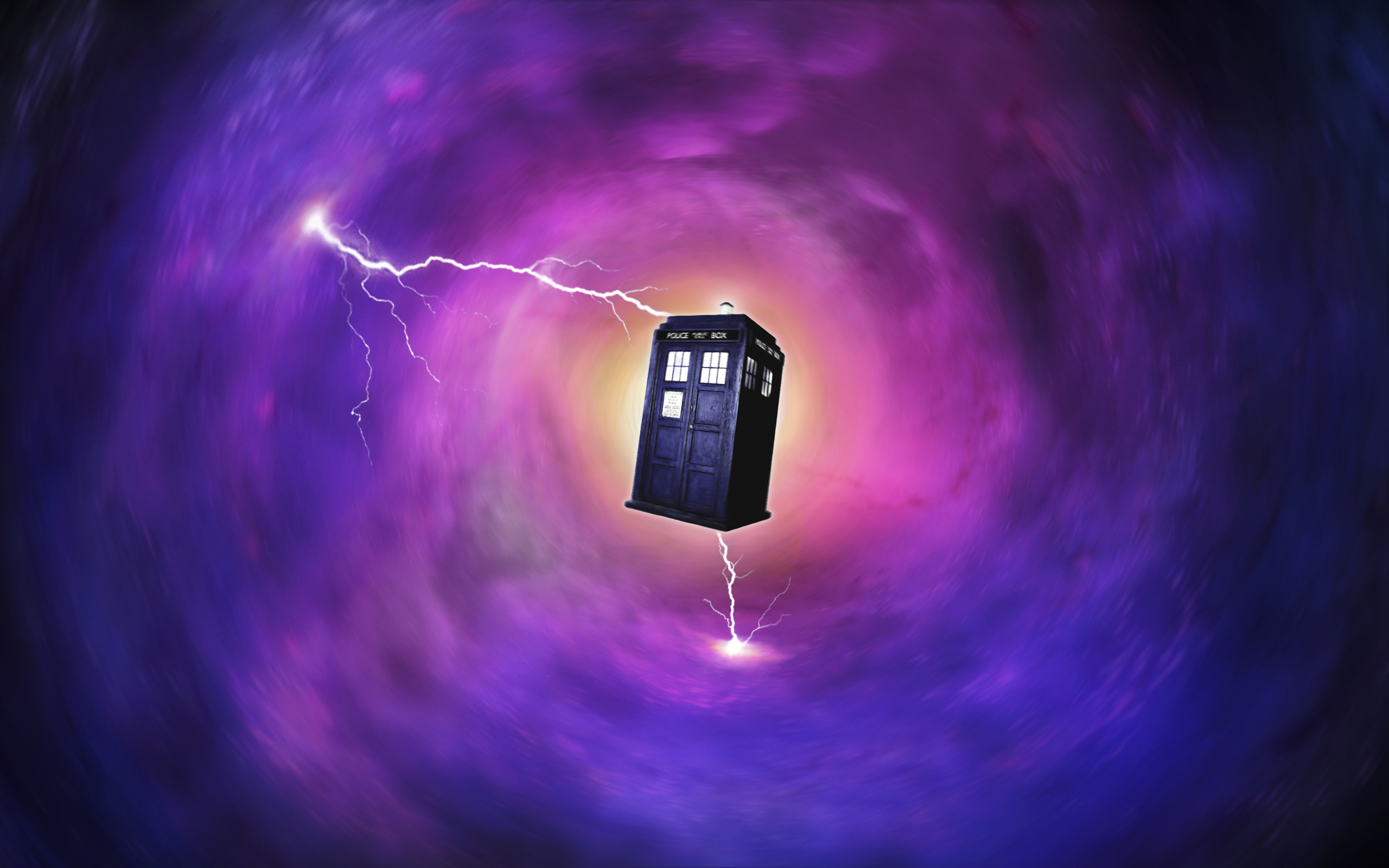 Doctor Who Telephone Booth Tardis Lightning 2560x1600