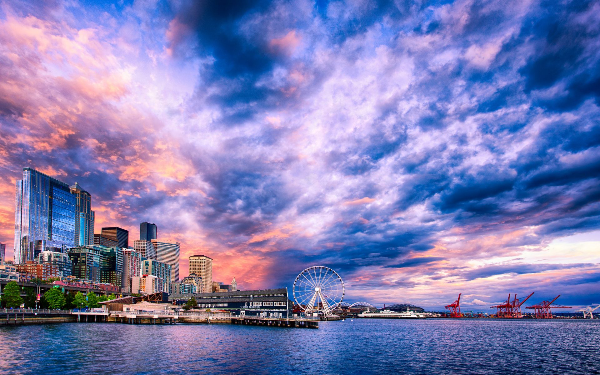 Seattle City Sky Sunset Cloud 1920x1200