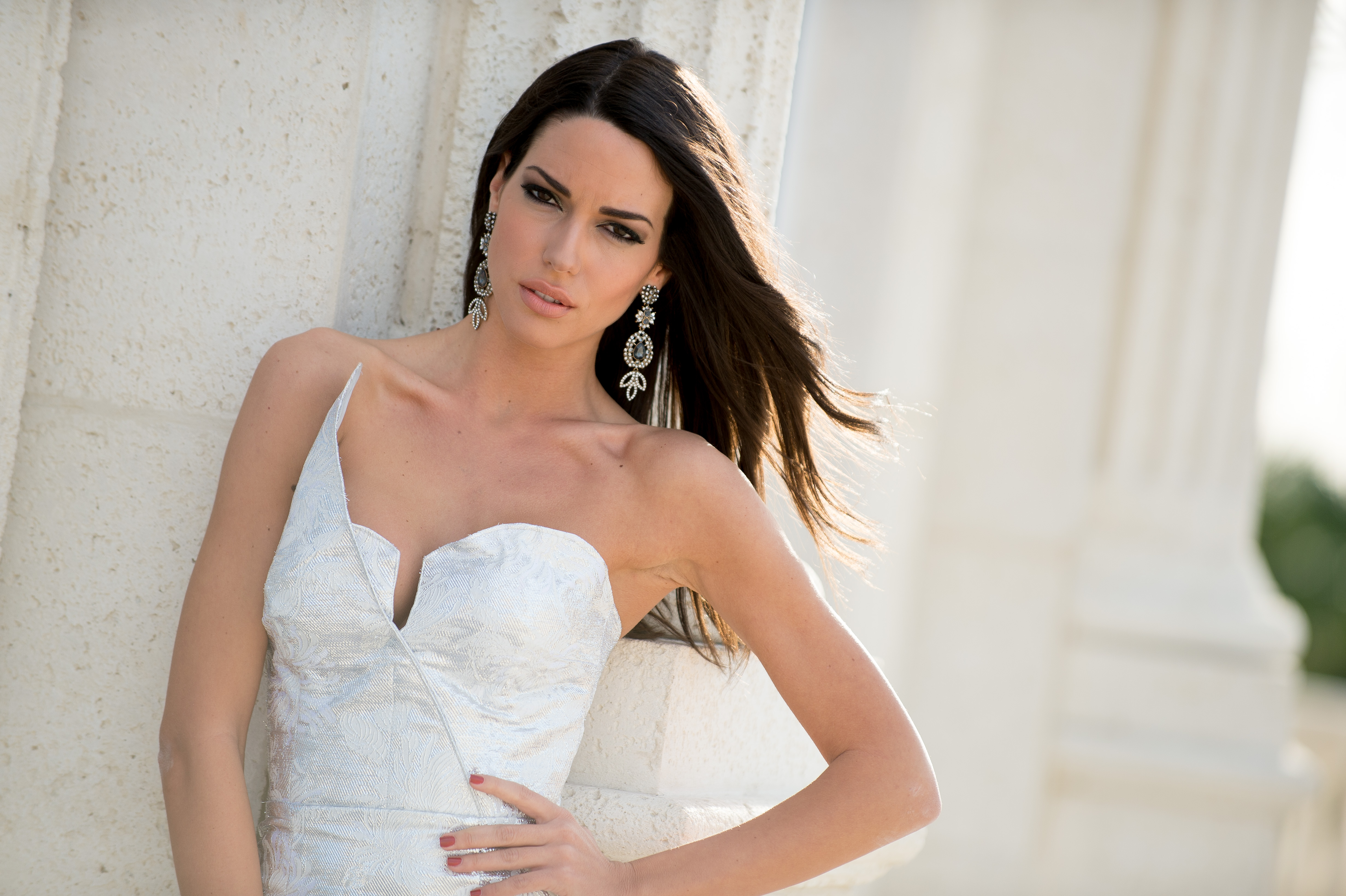 Girl Model Ismini Dafopoulou Greek Greek Model Miss Greece Earrings Dress 4928x3280