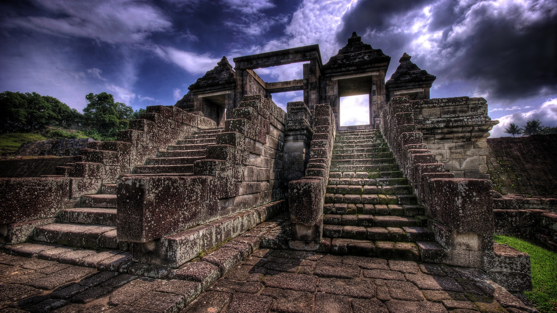 Ratu Boko Temple Stairs Archeological Site Ruin Buddhist Temple Prambanan Temple Java Indonesia Indo 1920x1080