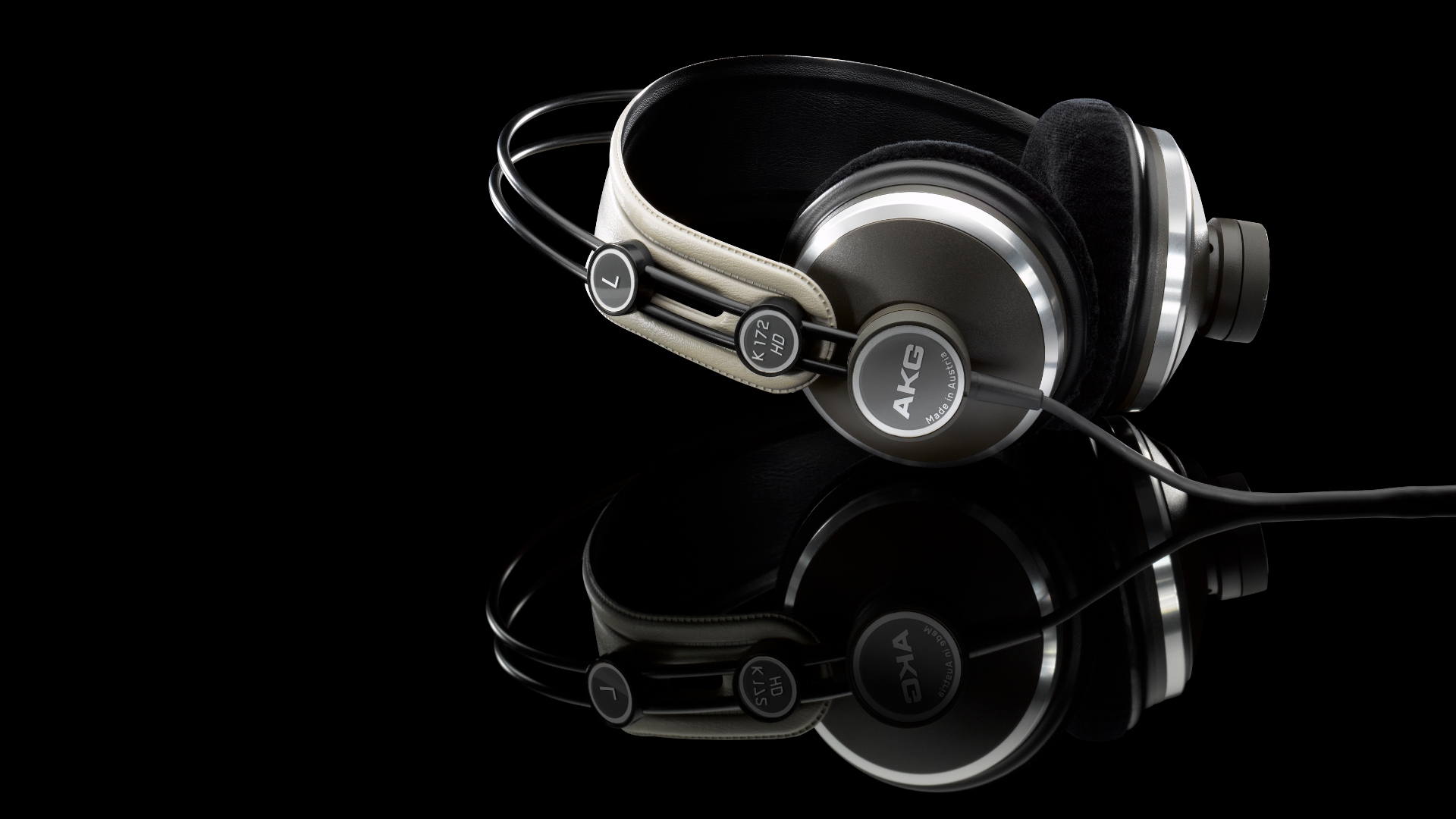 AKG Headphones Numbers Reflection Simple Background 1920x1080