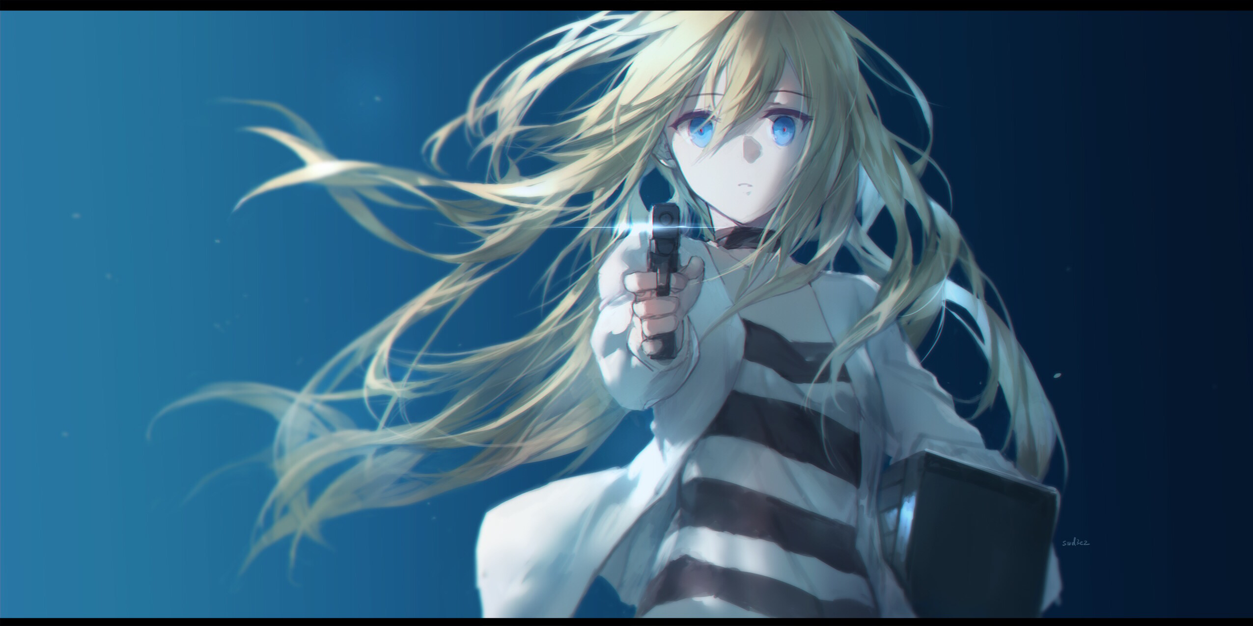 Anime Anime Girls Swd3e2 Angels Of Death Rachel Gardner Blond Hair Blue Eyes Pistol 2551x1276