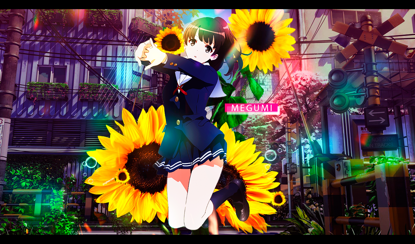 Anime Girls Saenai Heroine No Sodatekata Megumi Katou Flower In Hair Schoolgirl City Nature 1366x802