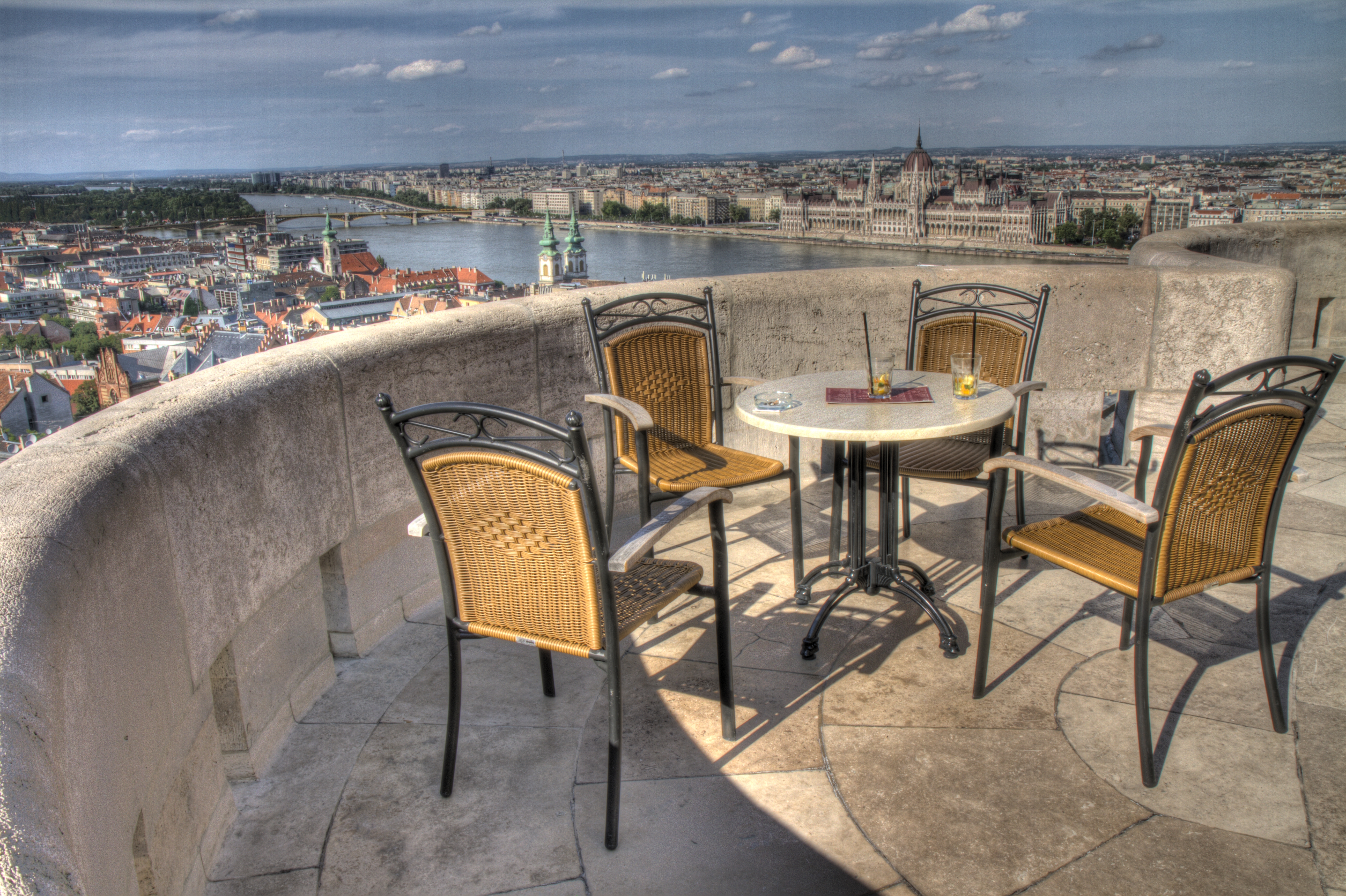 Budapest Danube Terrace Panorama Hungarian Parliament Building City Fishermans Bastion Halaszbastya 5202x3465