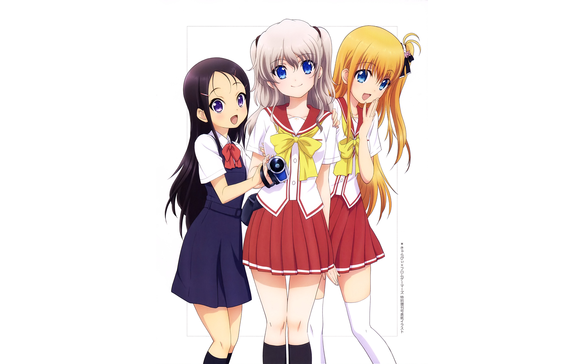 Nao Tomori Yusa Kurobane Ayumi Otosaka Anime Charlotte Anime White Hair Blonde Blue Eyes Purple Eyes 1920x1200