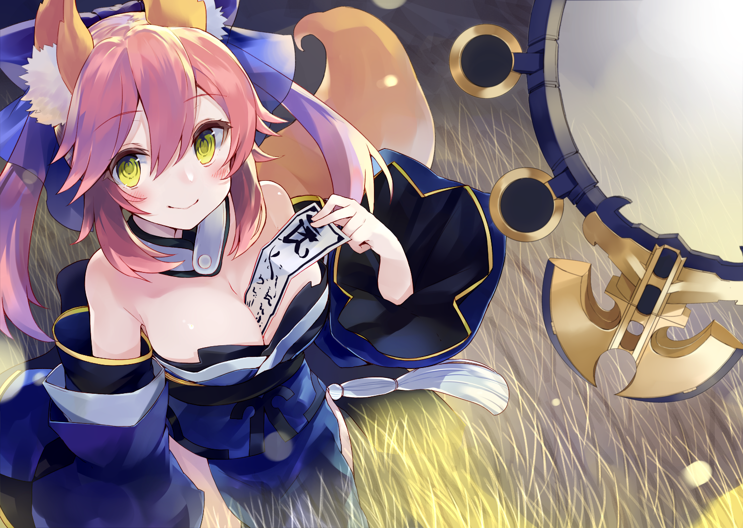 Blush Caster Fate Extra Pink Hair Short Hair Smile Twinitails Yellow Eyes 1500x1066