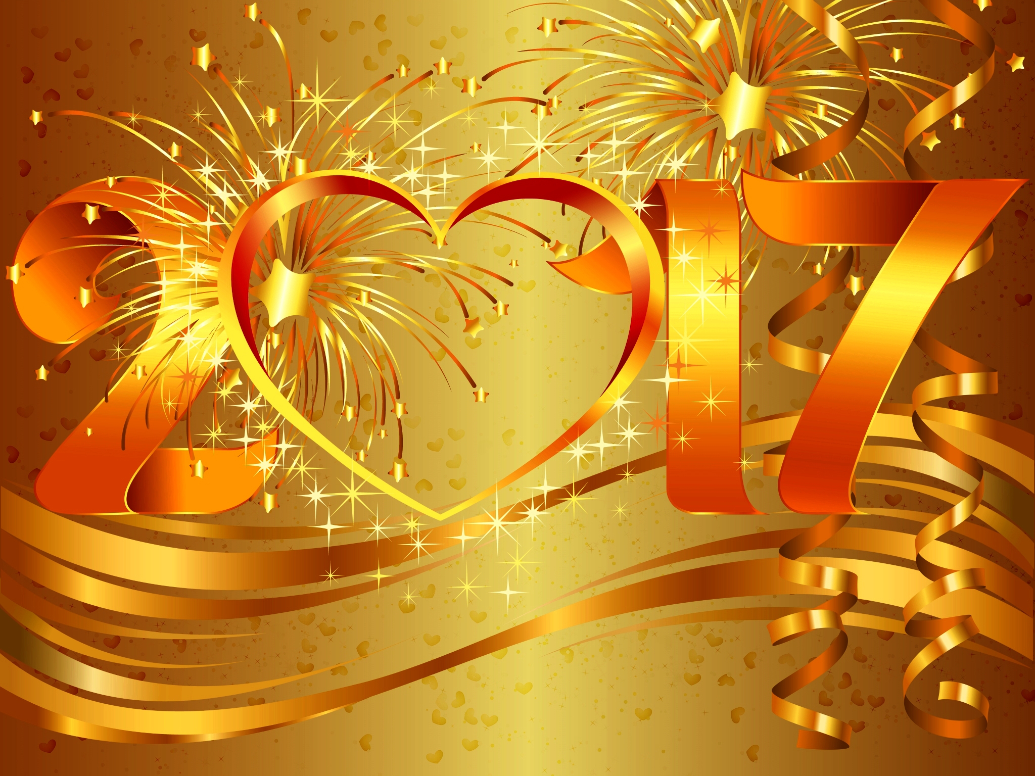 Holiday New Year New Year 2017 Fireworks Golden 2048x1536