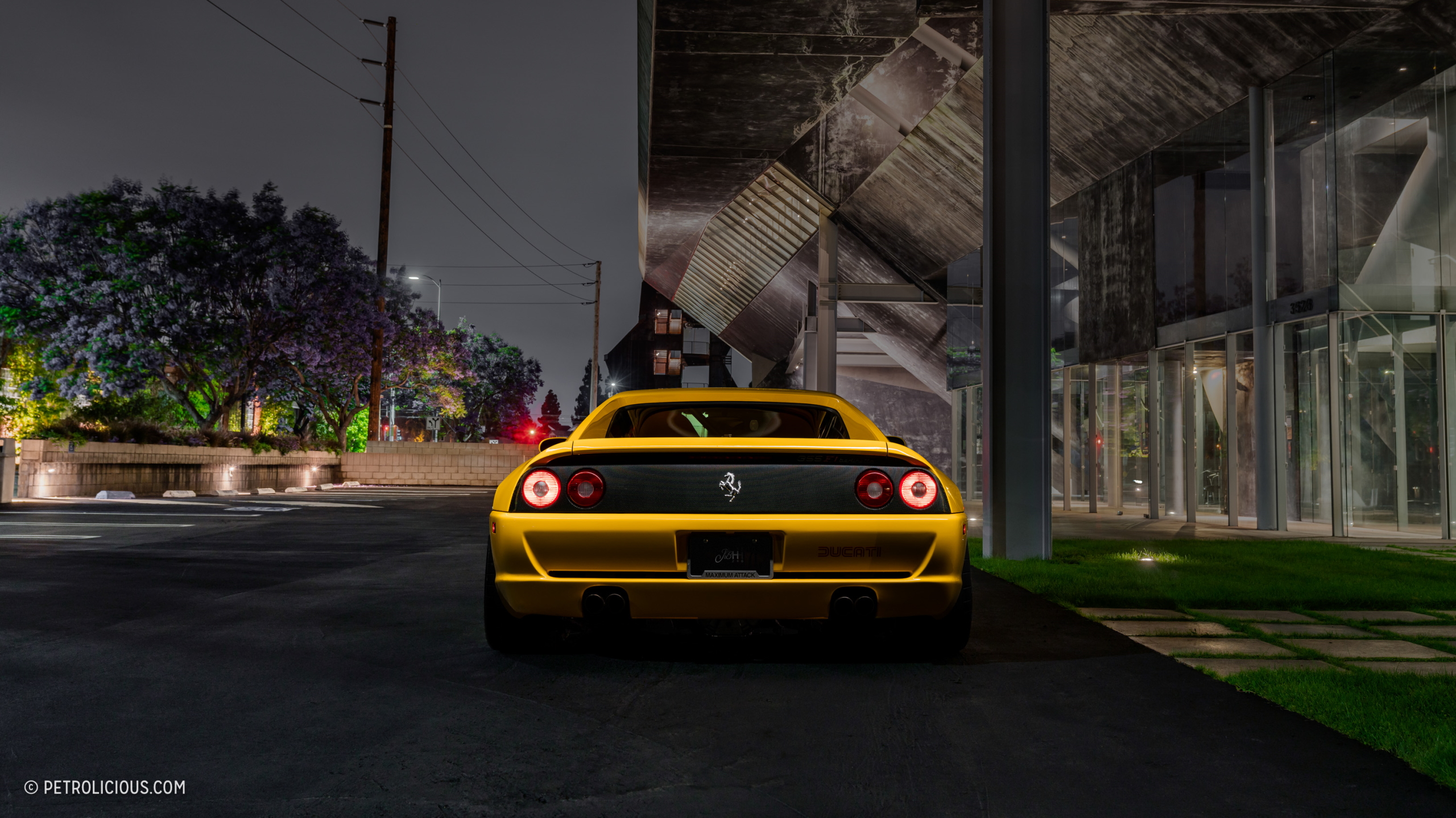 Ferrari F355 Yellow Cars Italian Cars Night 2560x1440