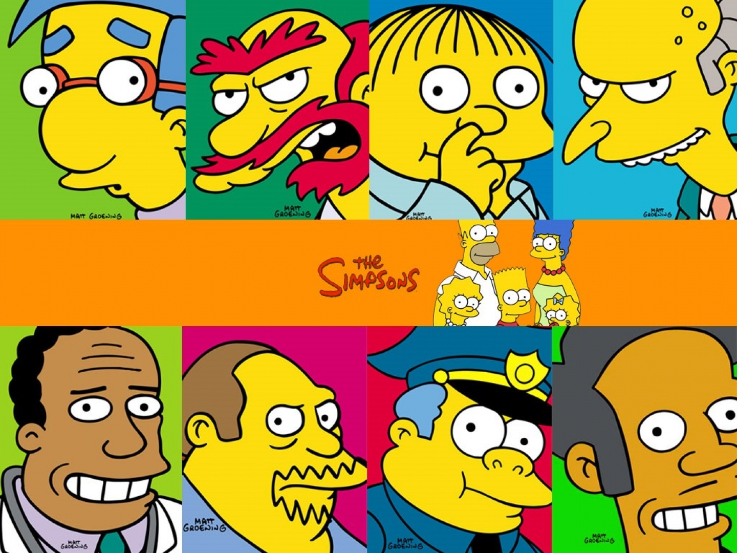 Apu Nahasapeemapetilon Julius Hibbert Milhouse Van Houten Montgomery Burns Ralph Wiggum The Simpsons 1440x1080