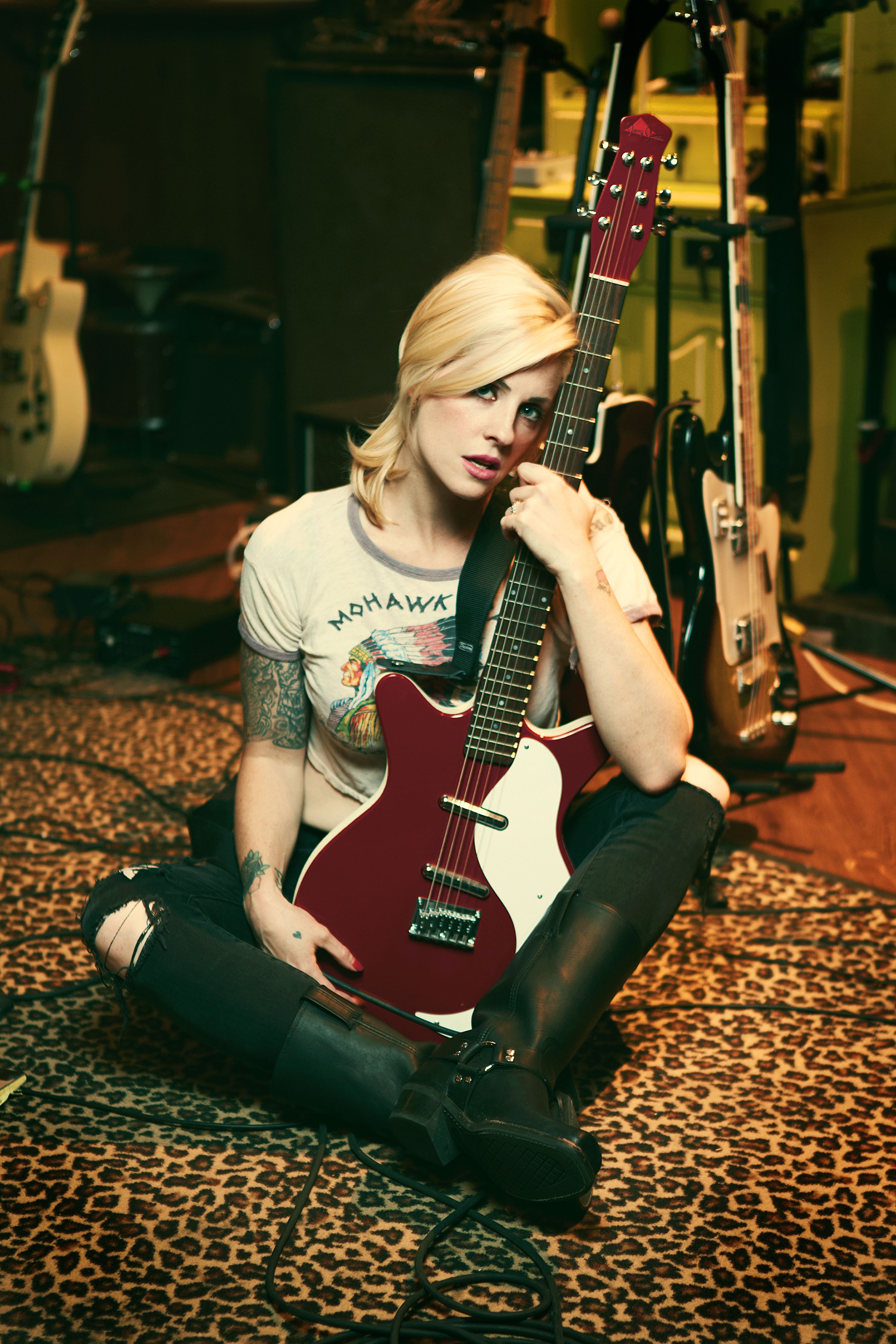 Musician Blonde Singer Electric Guitar Women Brody Dalle Tattoo 3000x4500