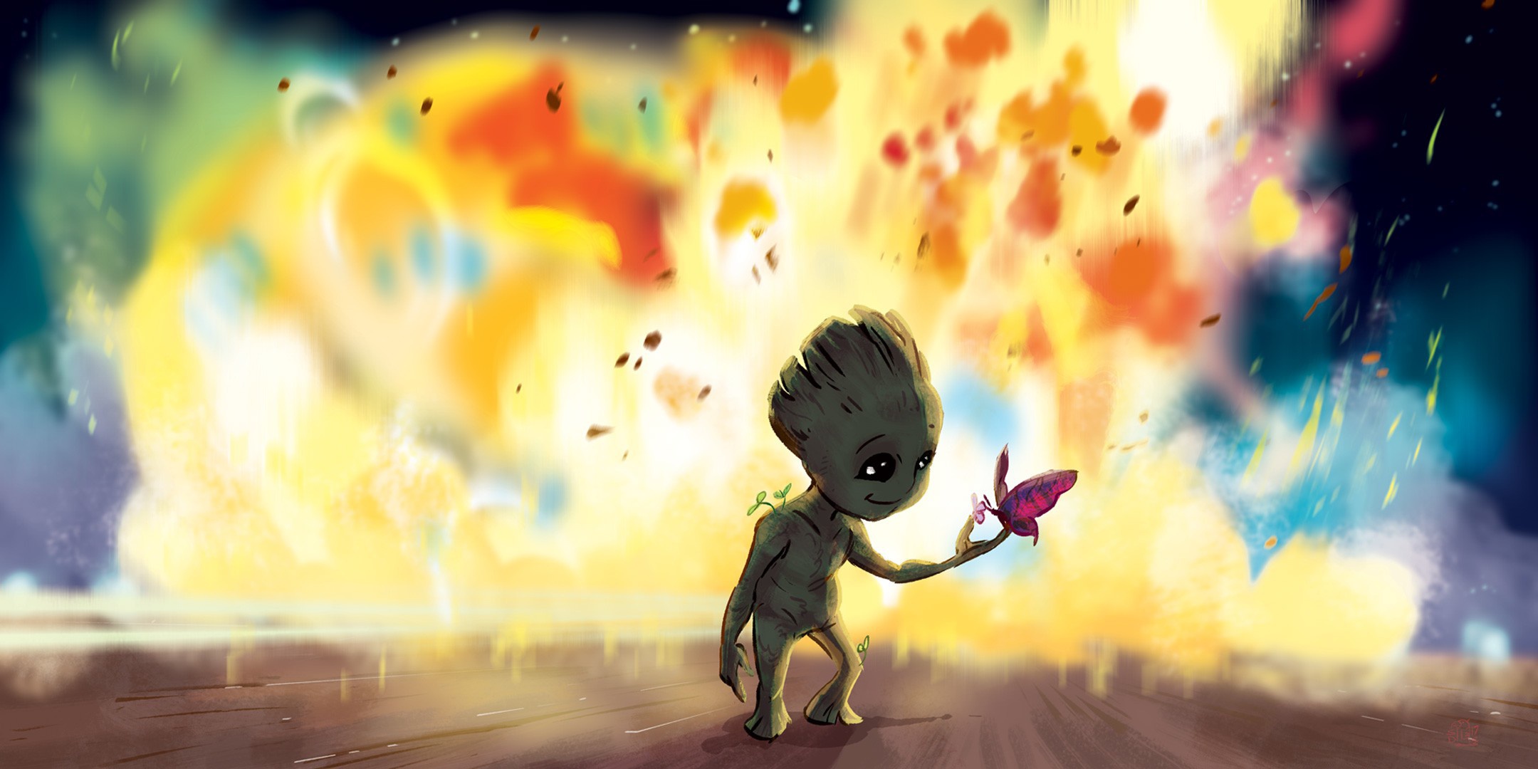Baby Groot Butterfly Groot Guardians Of The Galaxy Vol 2 2160x1080
