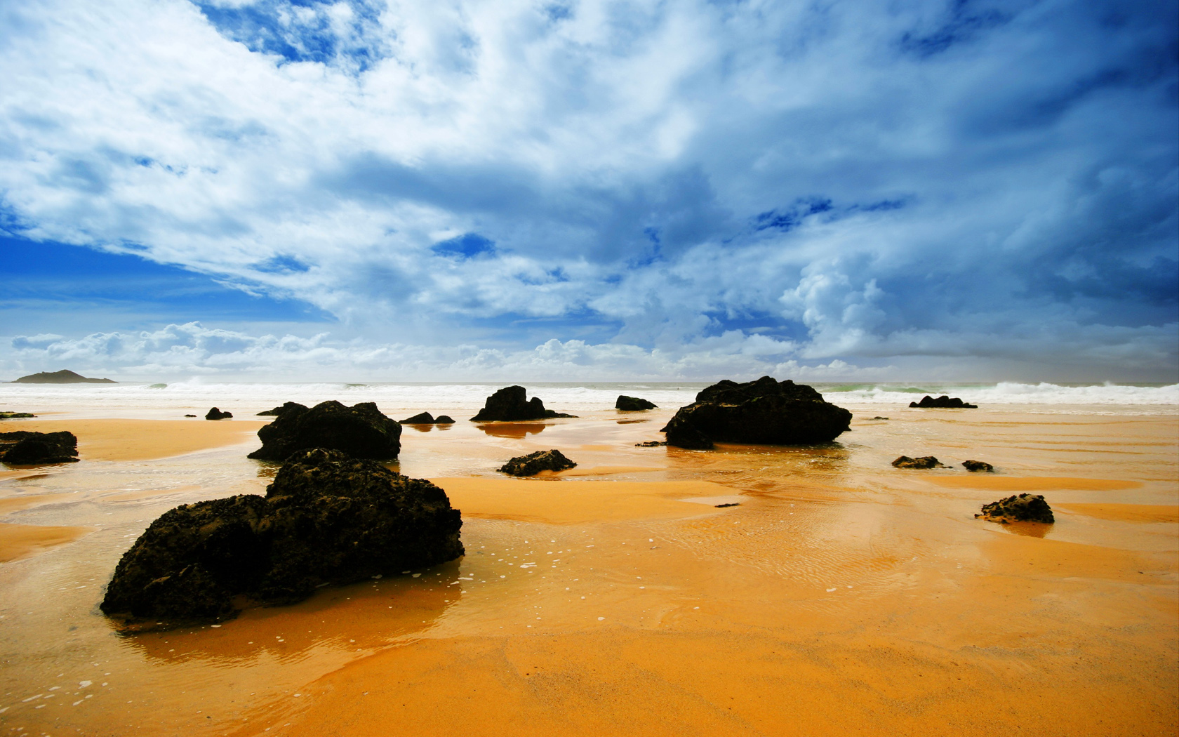 Photography Landscape Sky Cloud Rock Beach Tide Sand Ocean Wave 1680x1050