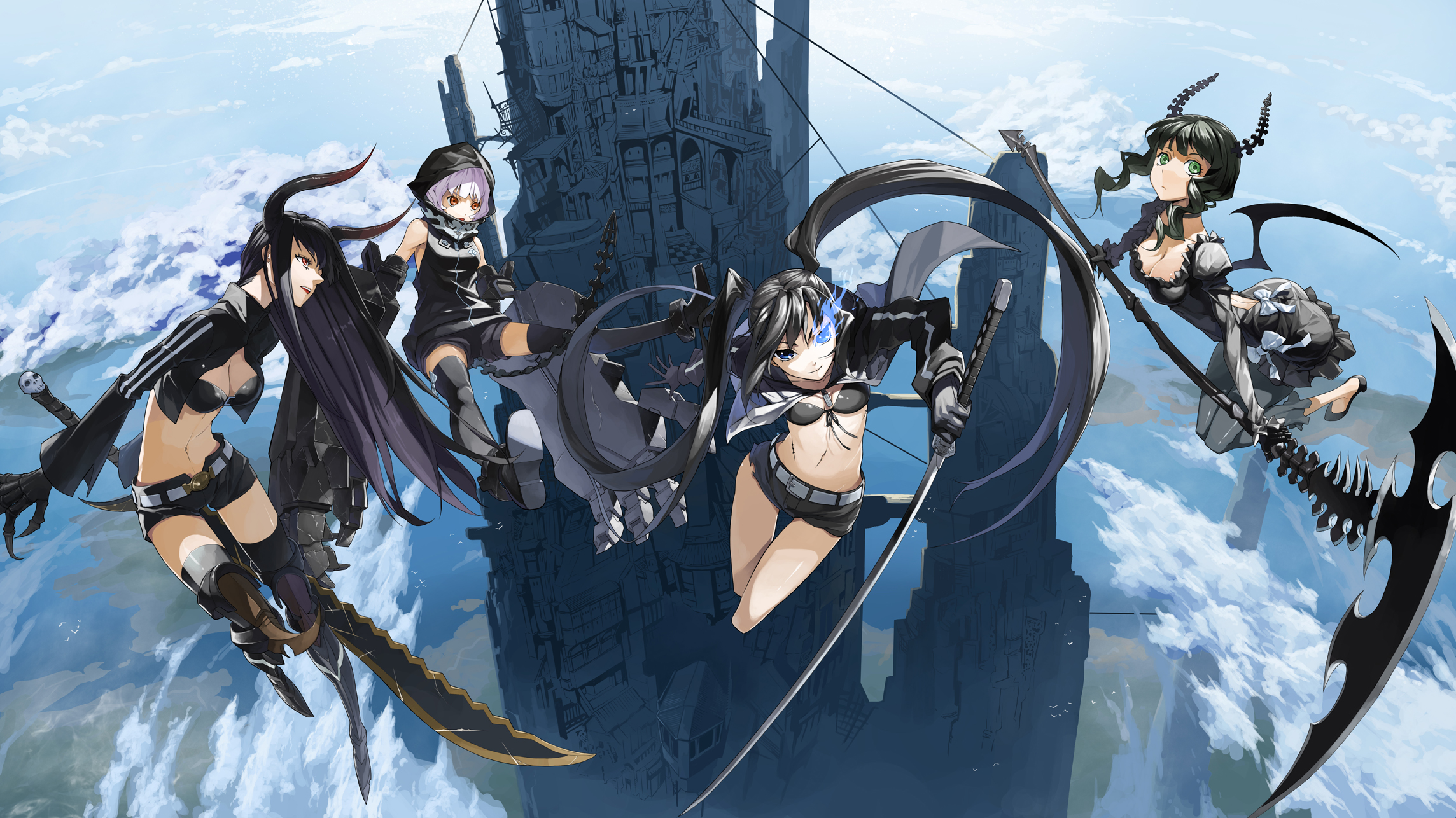 Black Rock Shooter Dead Master Black Rock Shooter Strength Black Rock Shooter Black Gold Saw 2288x1286