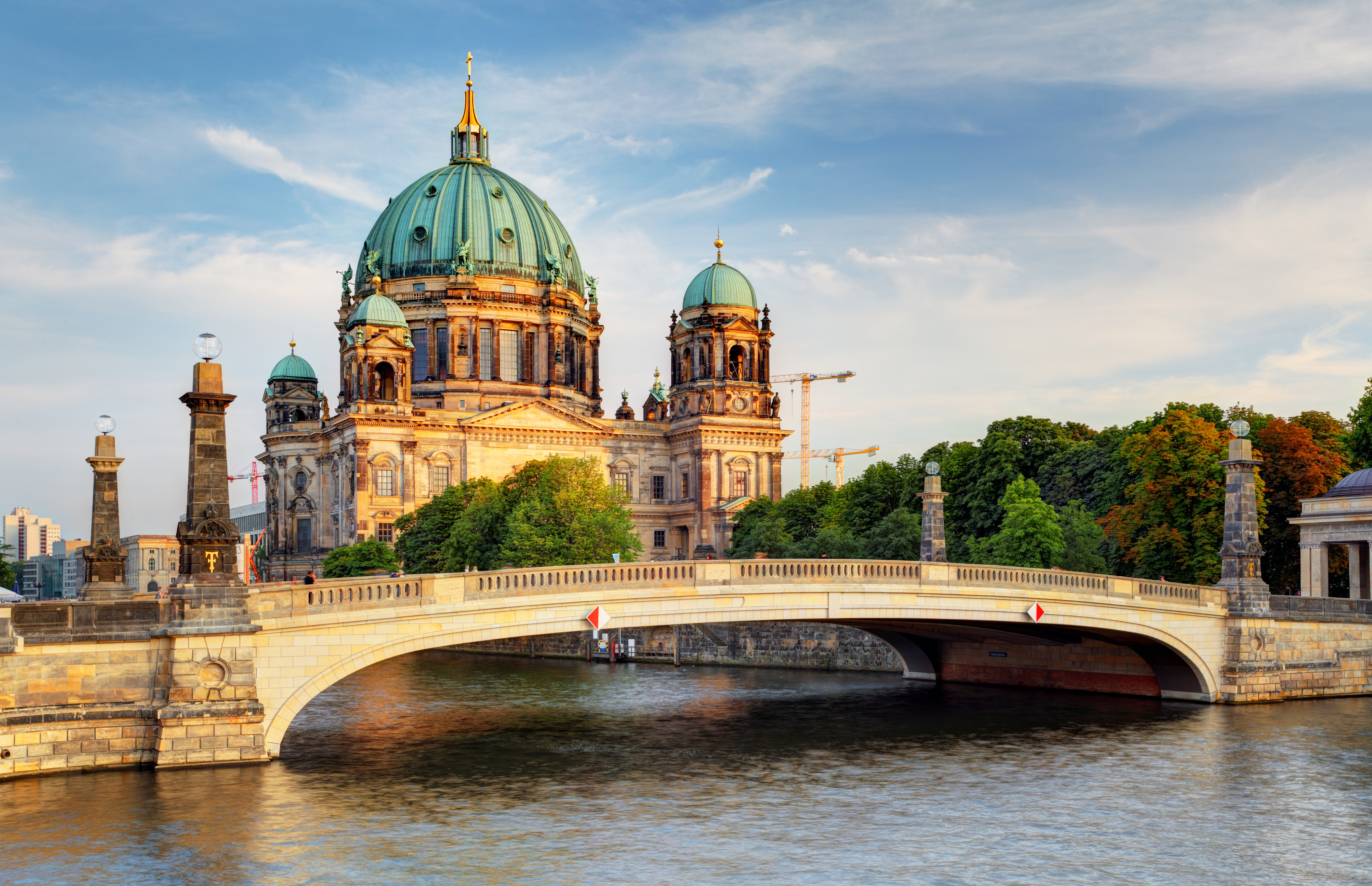 Architecture Berlin Berlin Cathedral Bridge Cathedral Dome Germany River 5615x3625