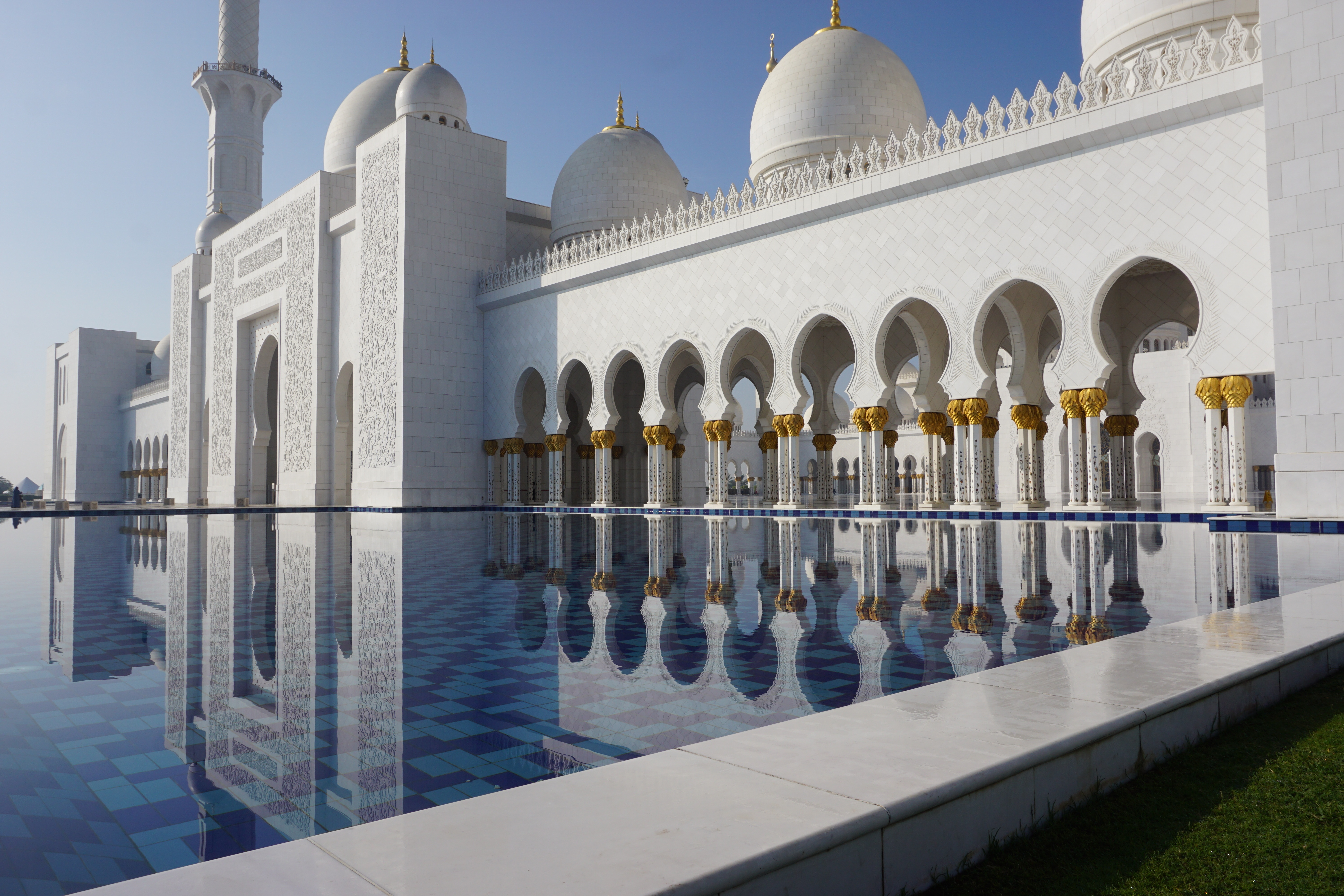 Abu Dhabi Dome Marble Mosque Reflection Religious United Arab Emirates 6000x4000