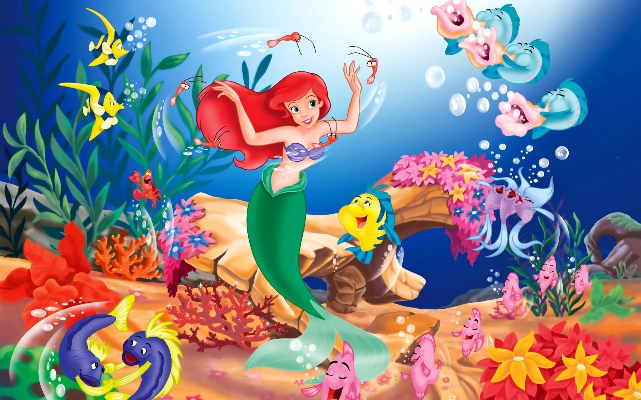 Ariel The Little Mermaid Flounder The Little Mermaid Sebastian The Little Mermaid The Little Mermaid 2560x1600