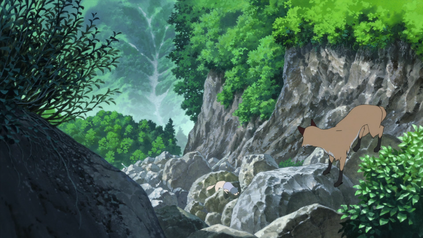 Ame Wolf Children Anime Dried River Fox Landscape Mountain 1600x900