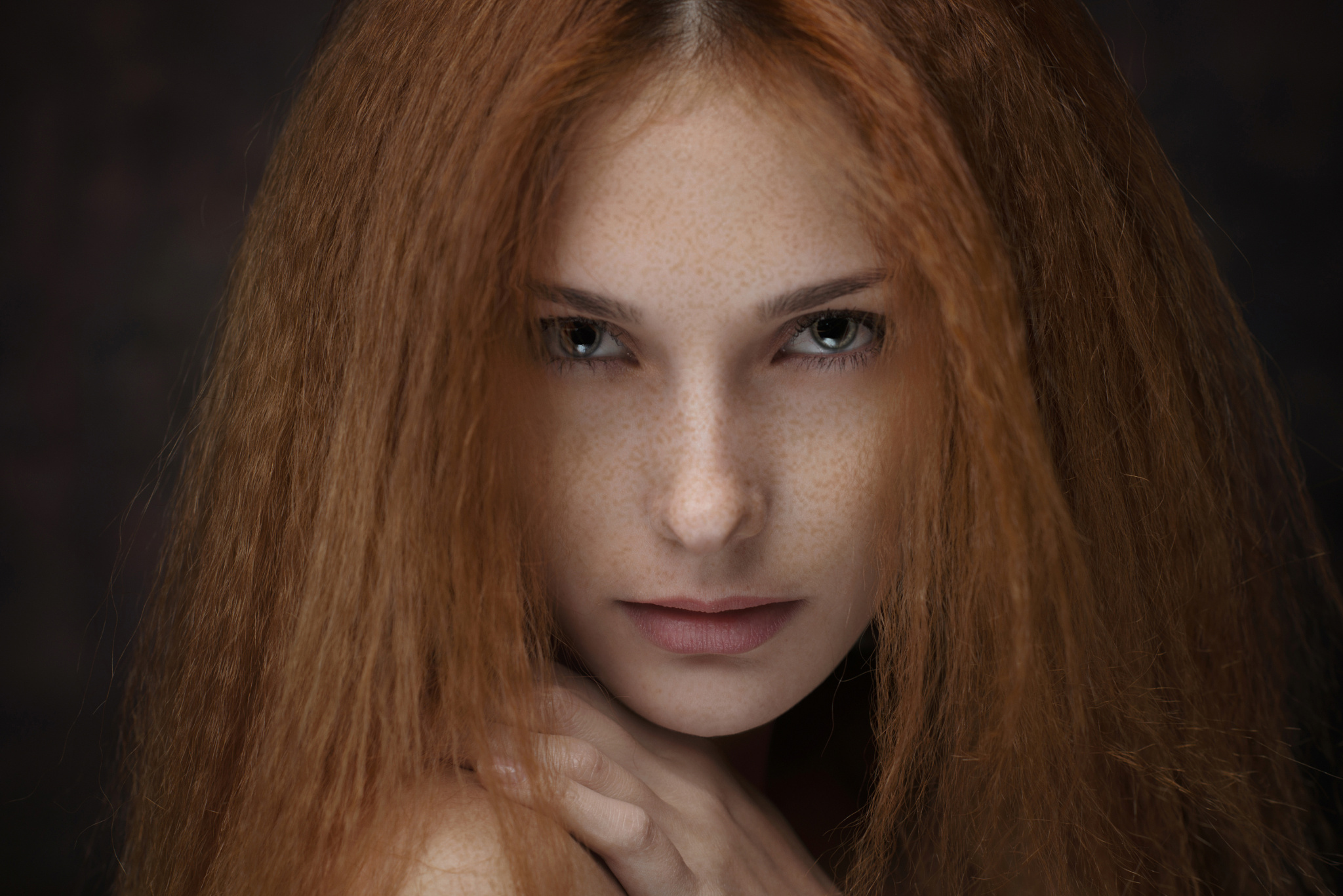 Woman Face Blue Eyes Redhead Model Freckles Wallpaper Resolution2048x1366 Id713819 