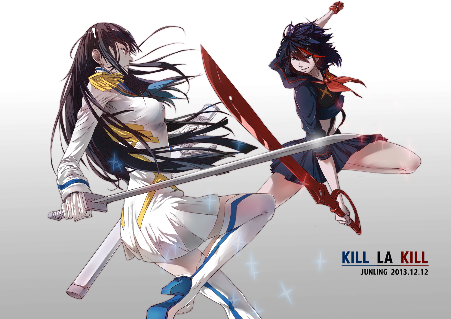 Kill La Kill Anime Girls Women With Swords Sailor Outfit Katana Senketsu Junketsu Long Hair Short Ha 1500x1061