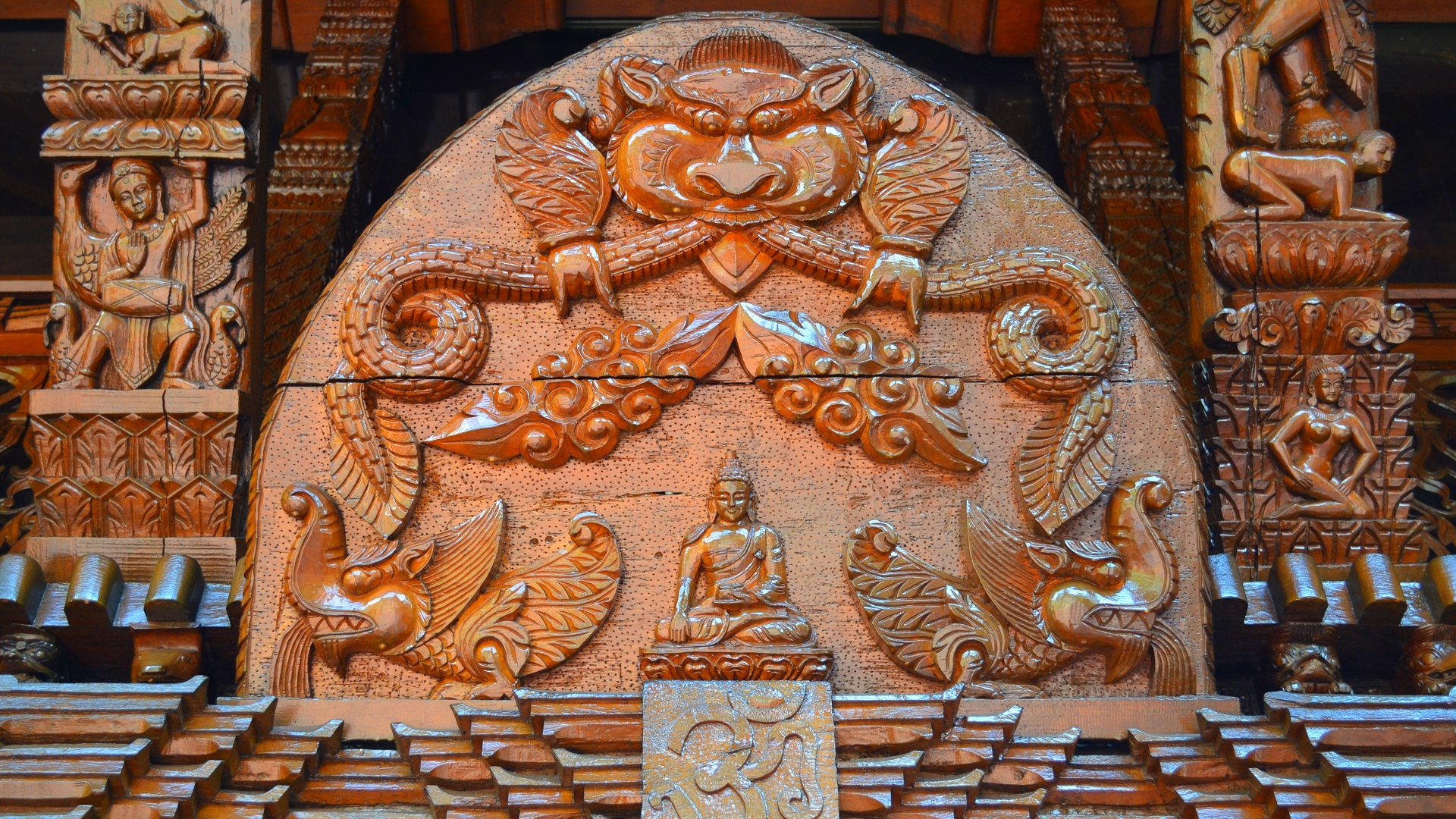 Nepalese Pagoda Carving Brisbane Photography Wood 1920x1080