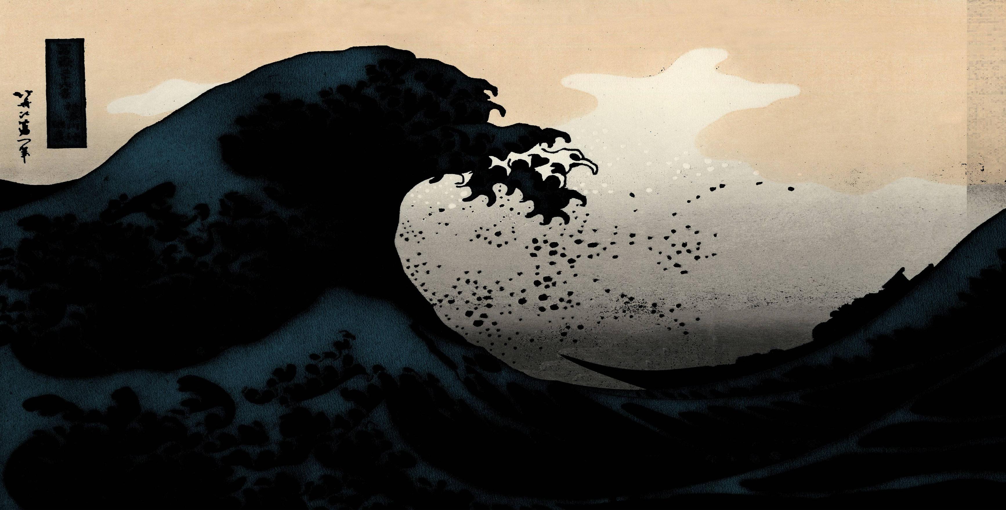 Artistic The Great Wave Off Kanagawa 3468x1759