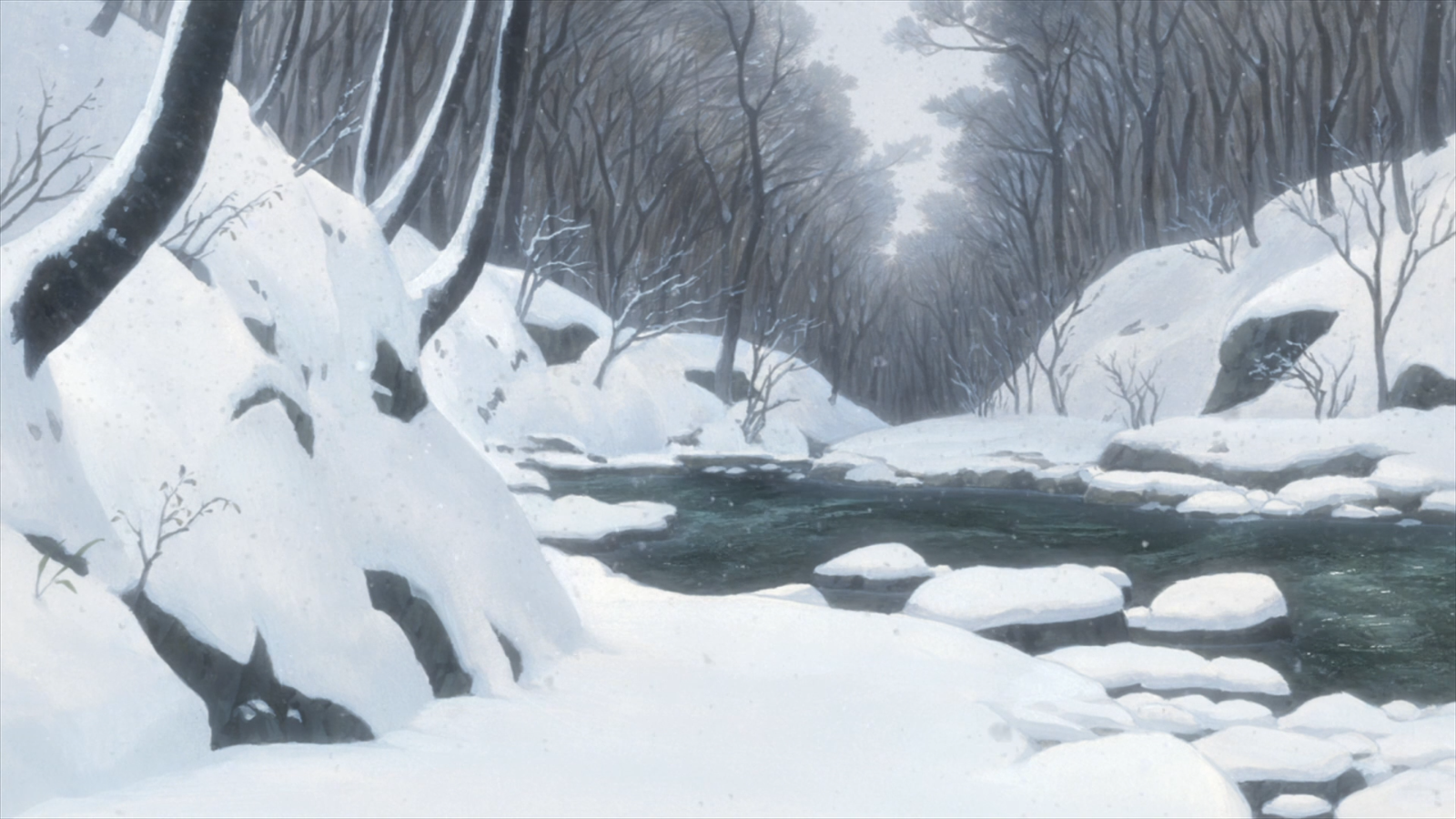 Anime Landscape River Wolf Children 1600x900