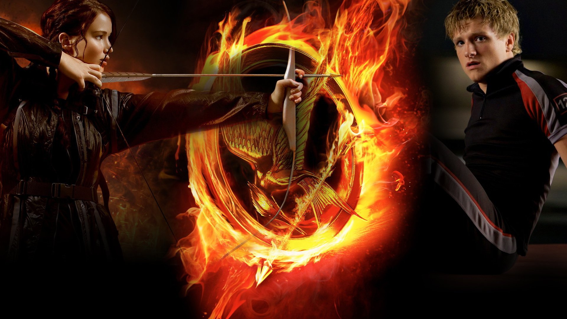 Katniss Everdeen Jennifer Lawrence Peeta Mellark Josh Hutcherson 1920x1080